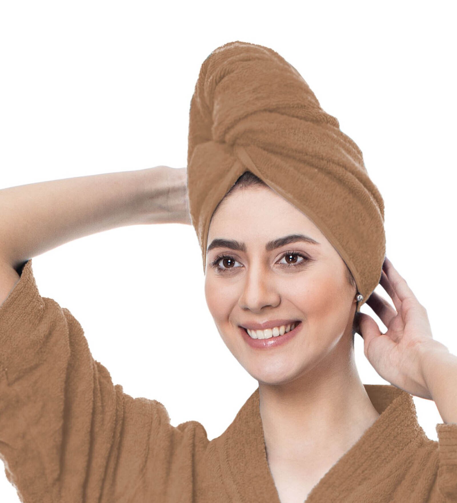Light Brown Caldezonia Solid 450 GSM Microfiber Bath HairWrap