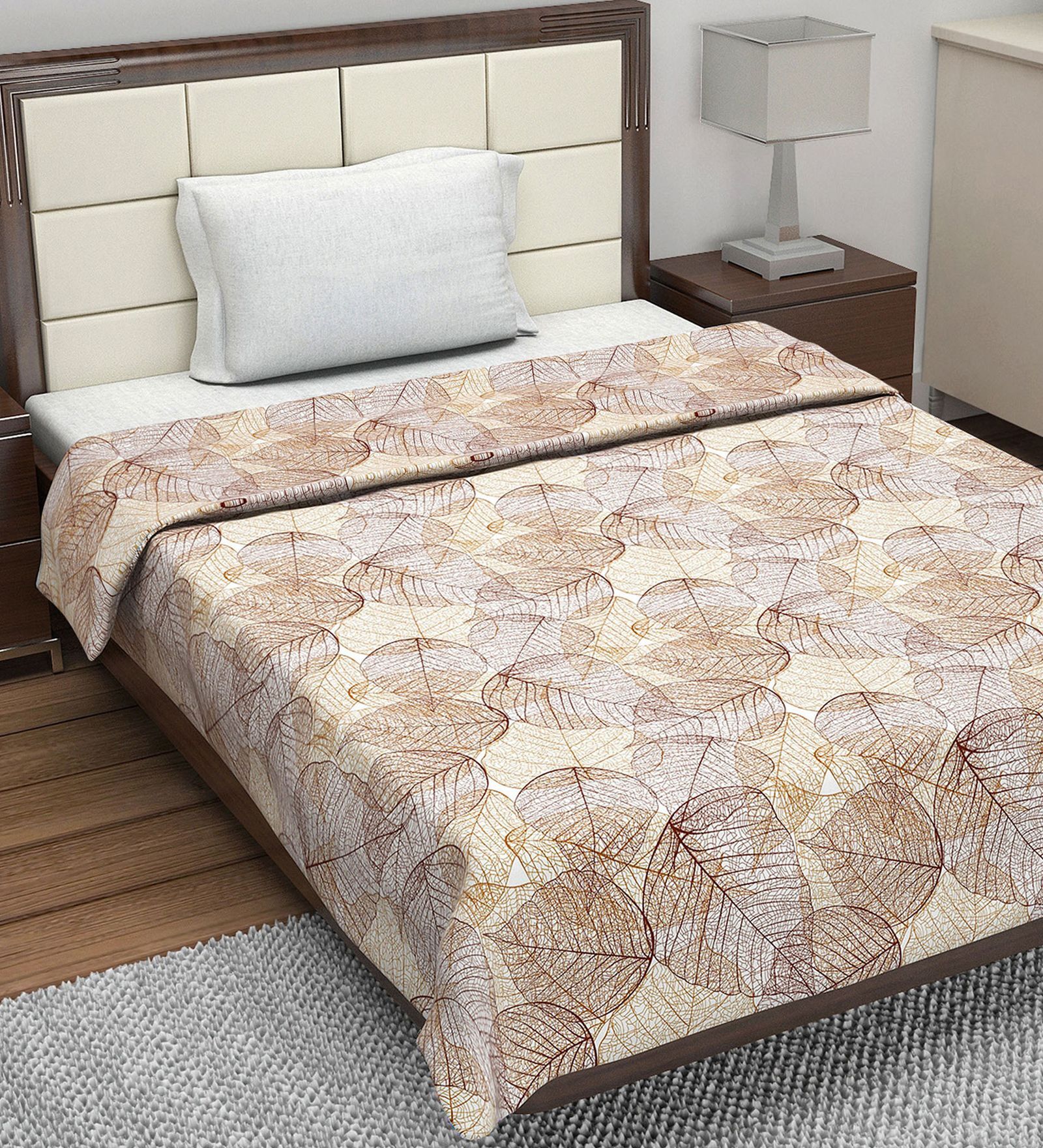 Light Brown Cotton Floral 120 Gsm Single Dohar