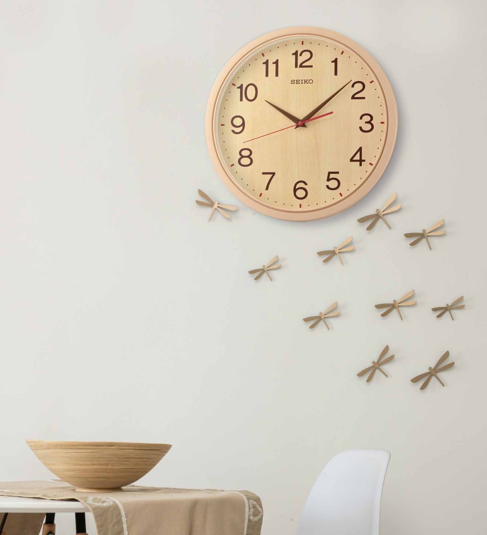 Beige Plastic Light Modern Wall Clock