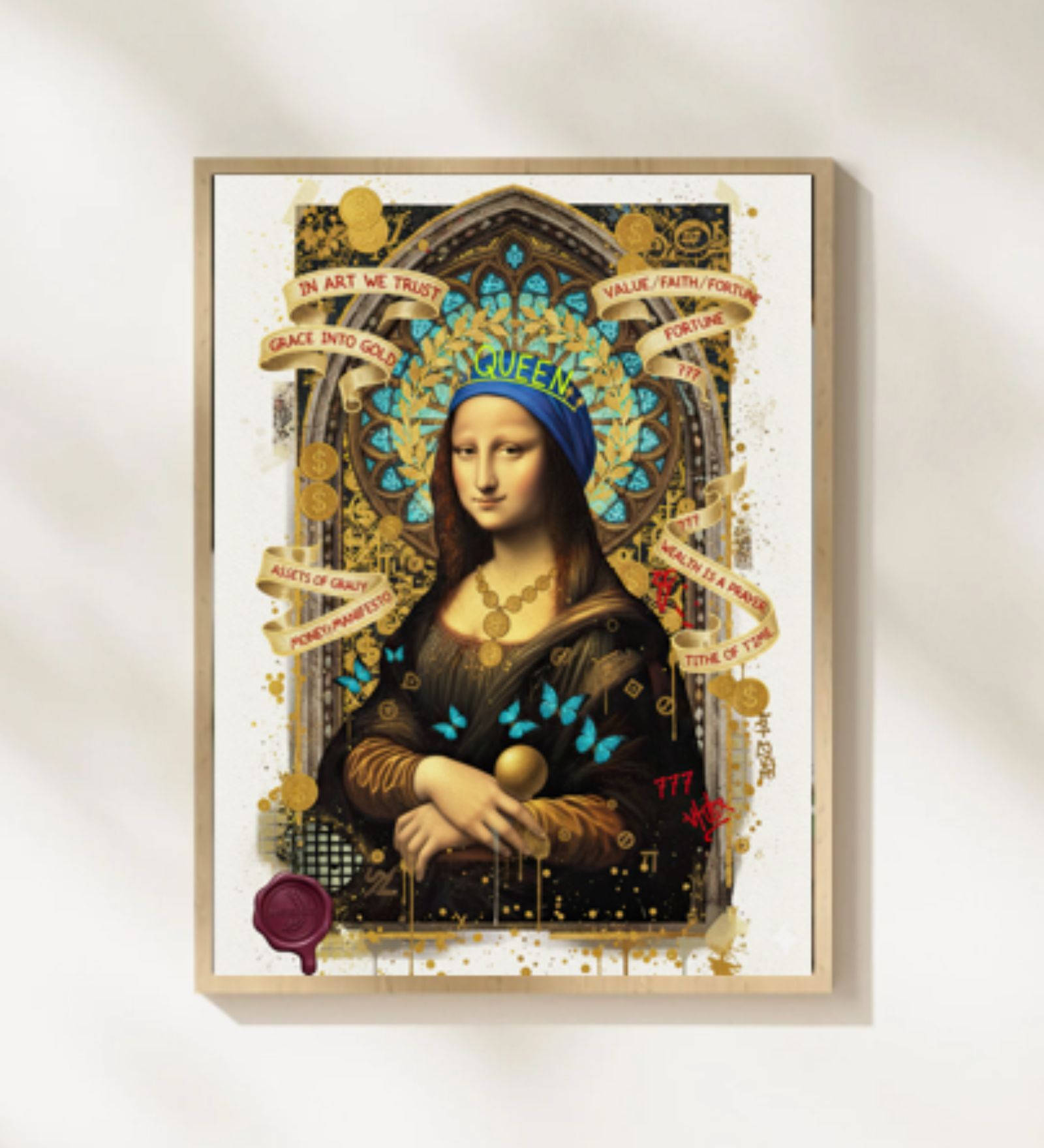 MONA LISA HD Poster With Brown Frame, 12.5 X 17.3 Inches