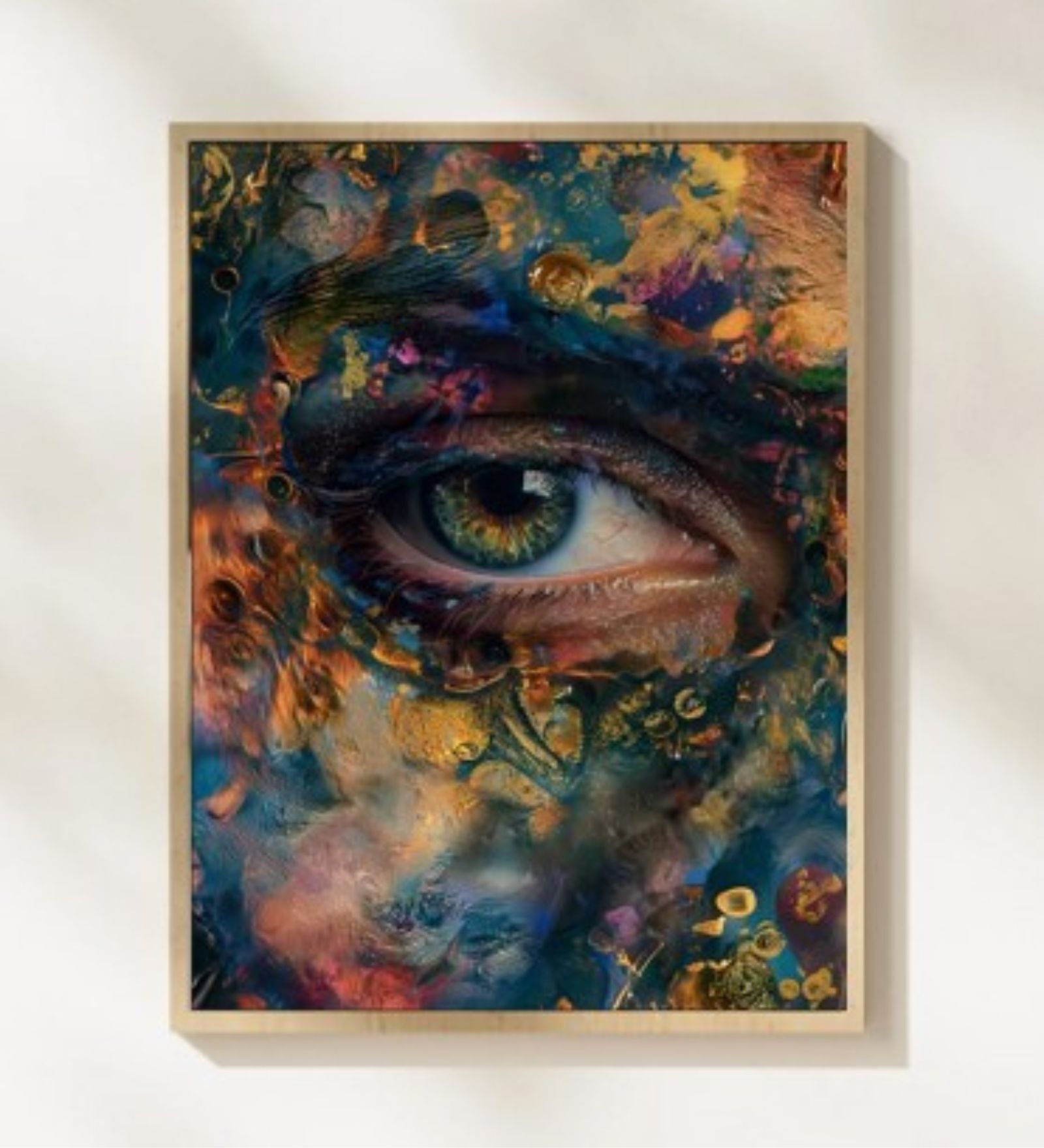 MYSTIC GAZE VINTAGE ART FRAMED HD Poster With Brown Frame, 12.5   17.3 Inches