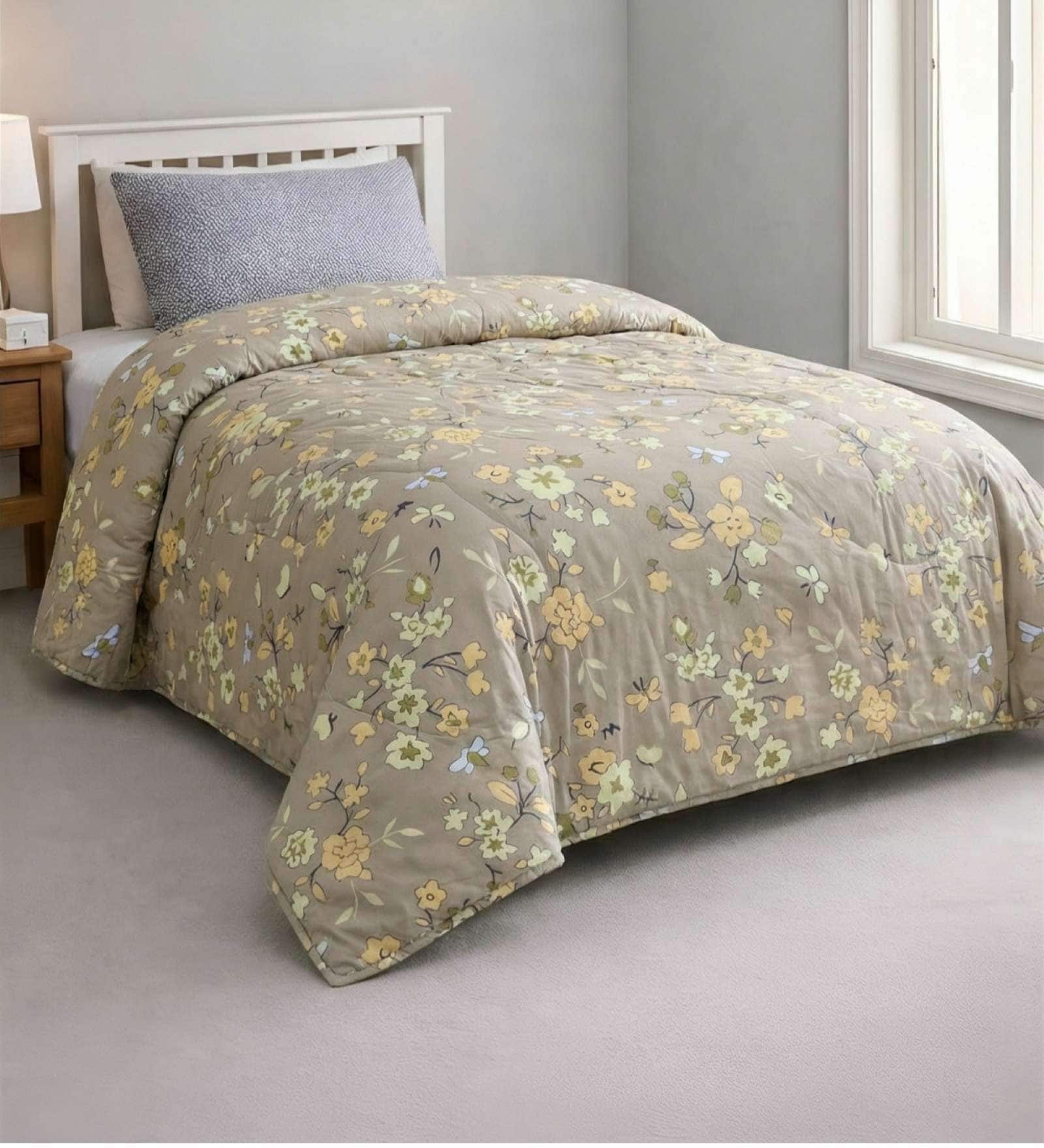 Light Brown Ultrasonic Premium 120 GSM Reversible Ac Single Bed Comforter