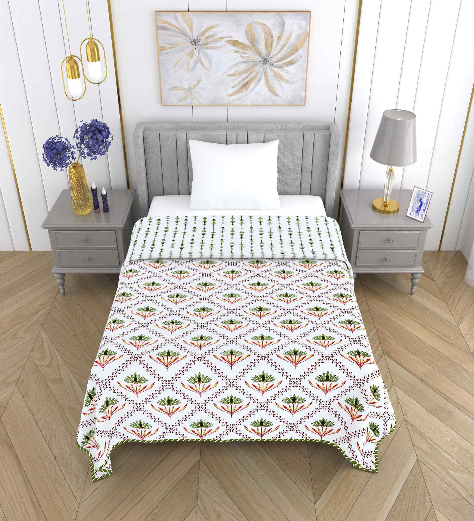 Light Green Royal Collection Single Bed Dohar Blanket