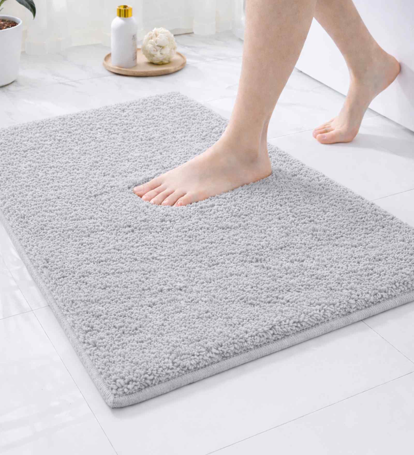 Light-Grey Microfiber 40x60 cm Anti-Skid Bathroom Mat