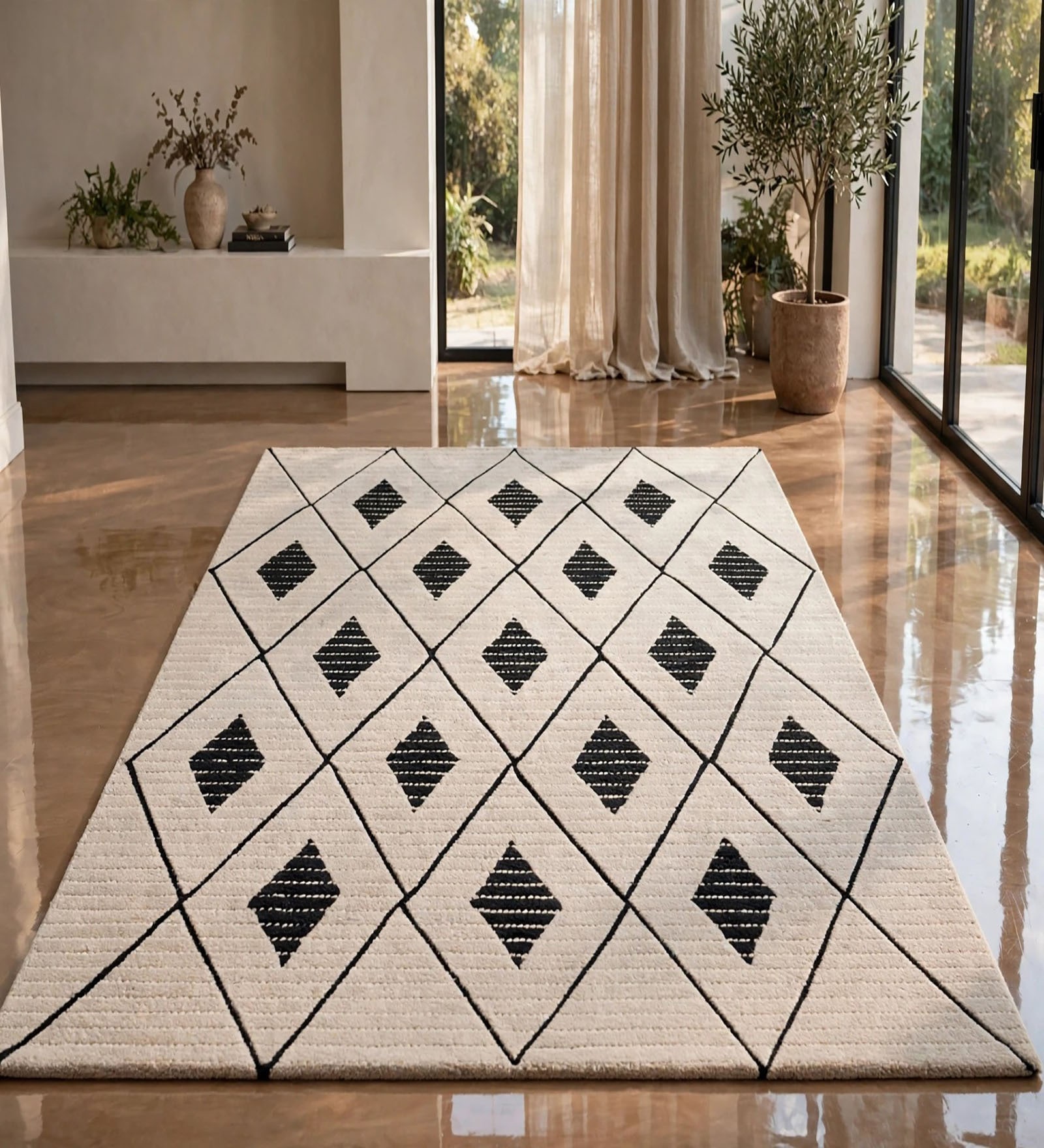 Light Grey Wool And Cotton 5 X 8 Ft Hand Tufted Carpet