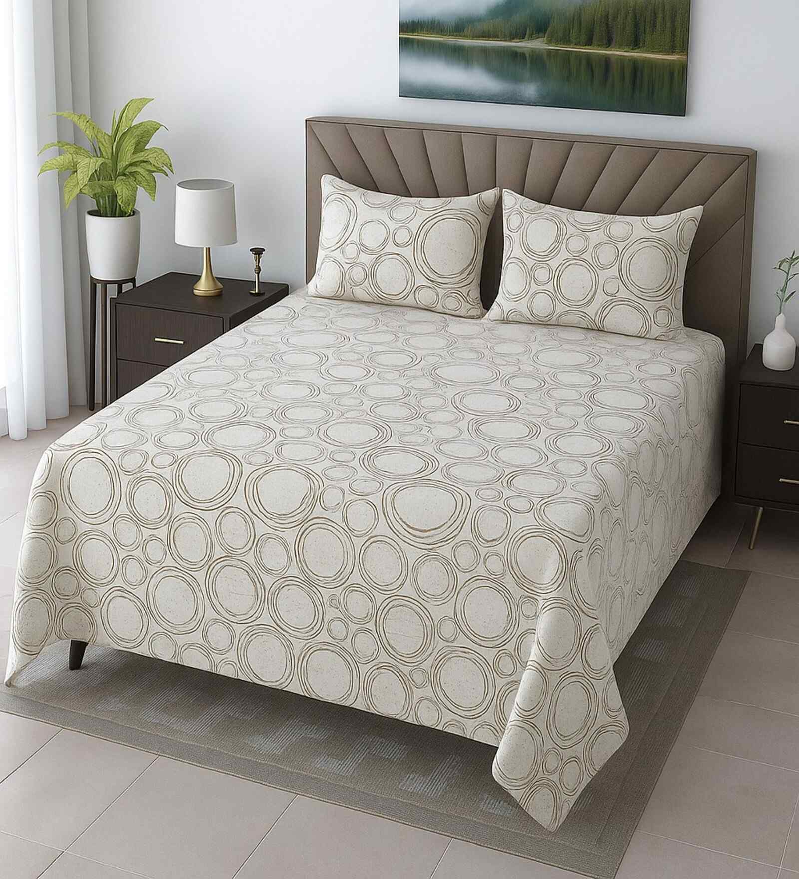 Light Grey Plain 350 TC Cotton Satin Super King Size Bedsheet with 2 Pilllow covers Essential Series Collection