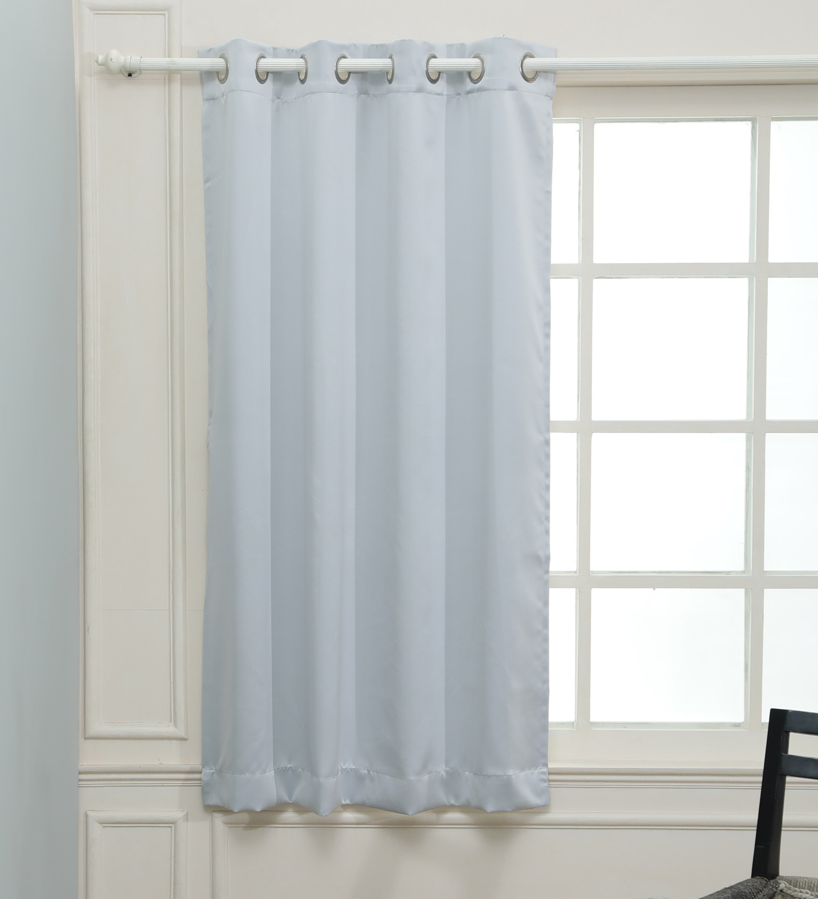 Grey Solid Polyester 5 Ft Blackout Eyelet Window Curtain