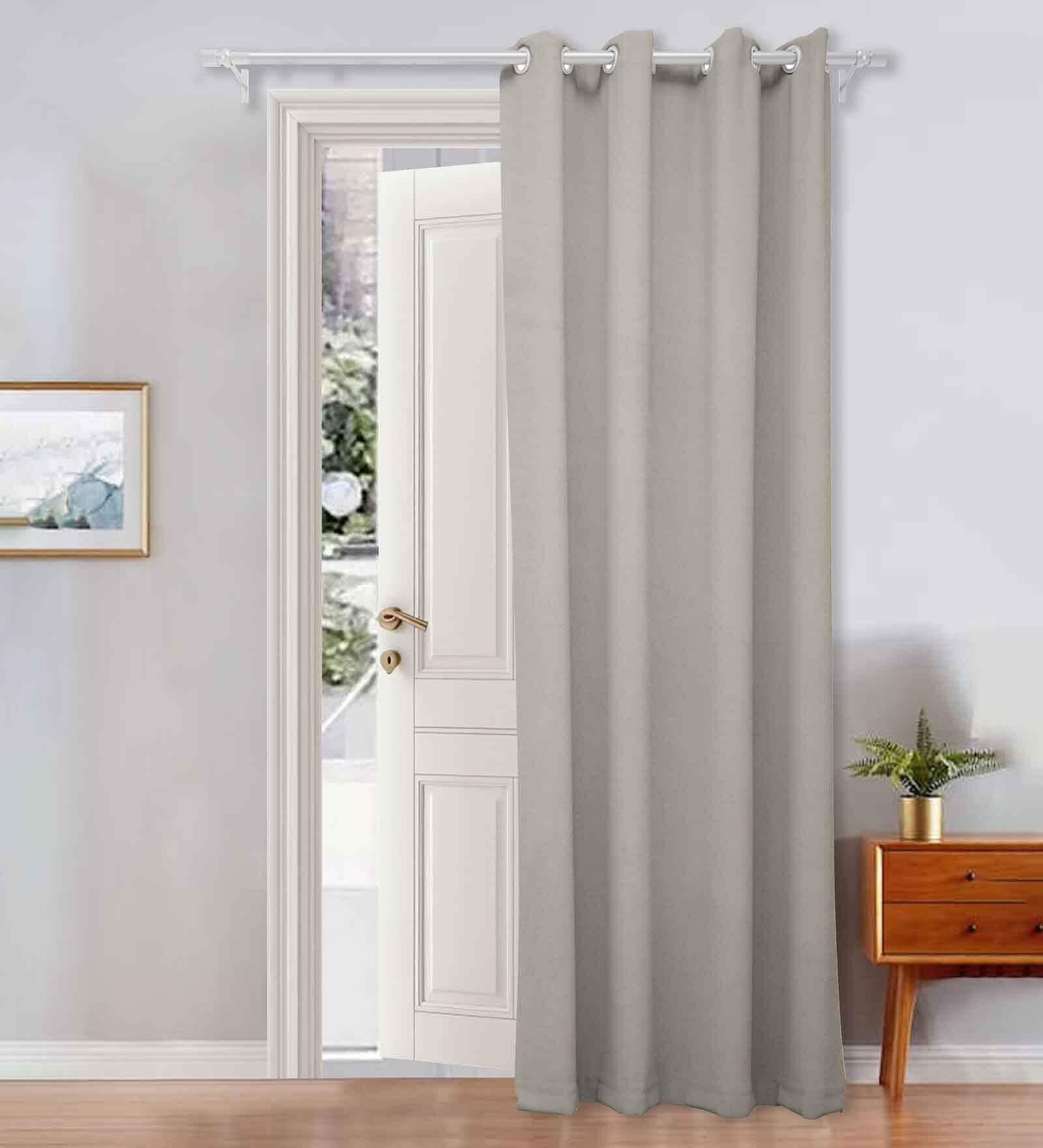 Light Grey Velevt Solids 8ft Light Filtering Eyelet Long Door Curtain