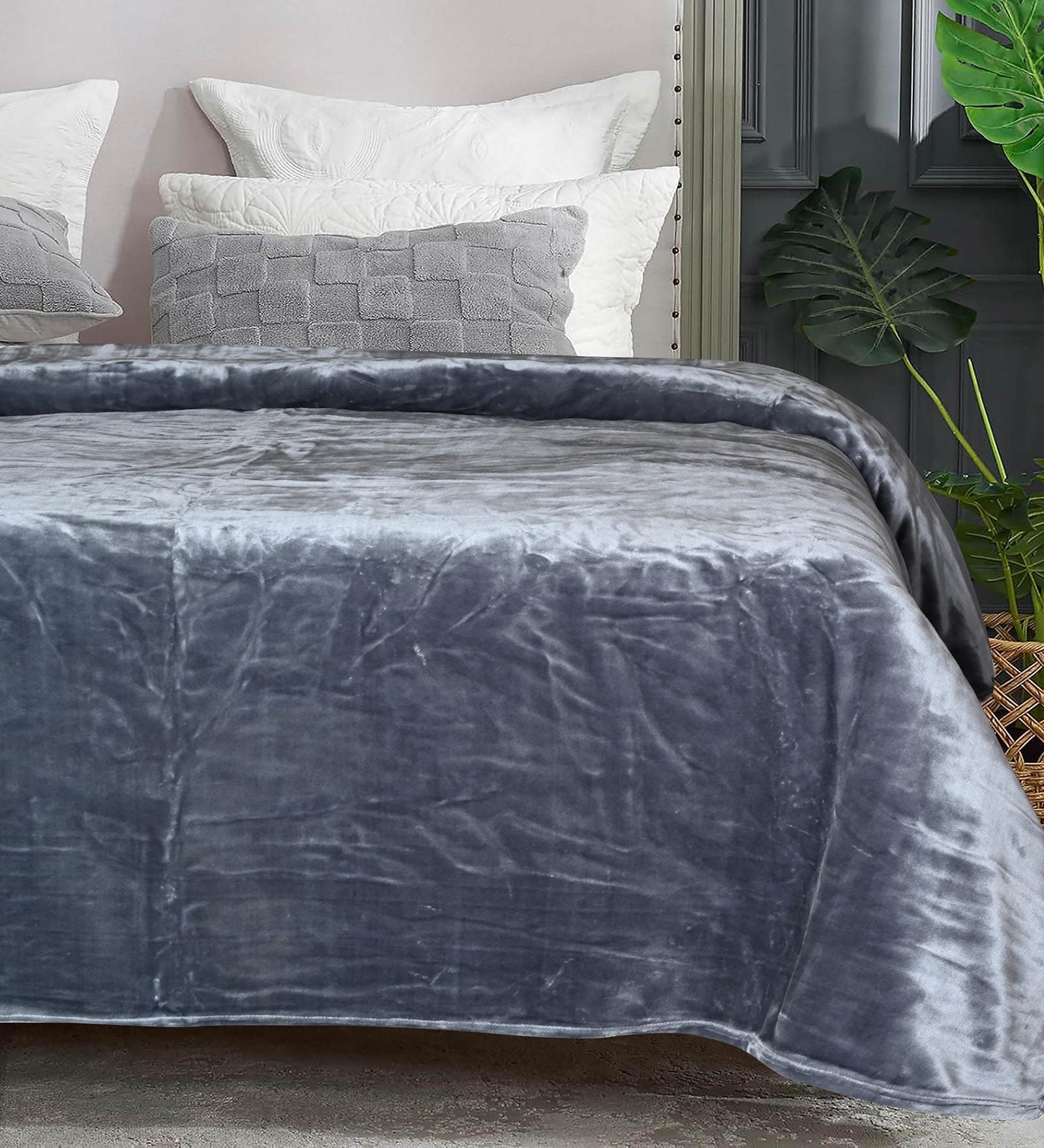Grey Cloudy Mink Silky-Soft All Season Single Quilt Blanket