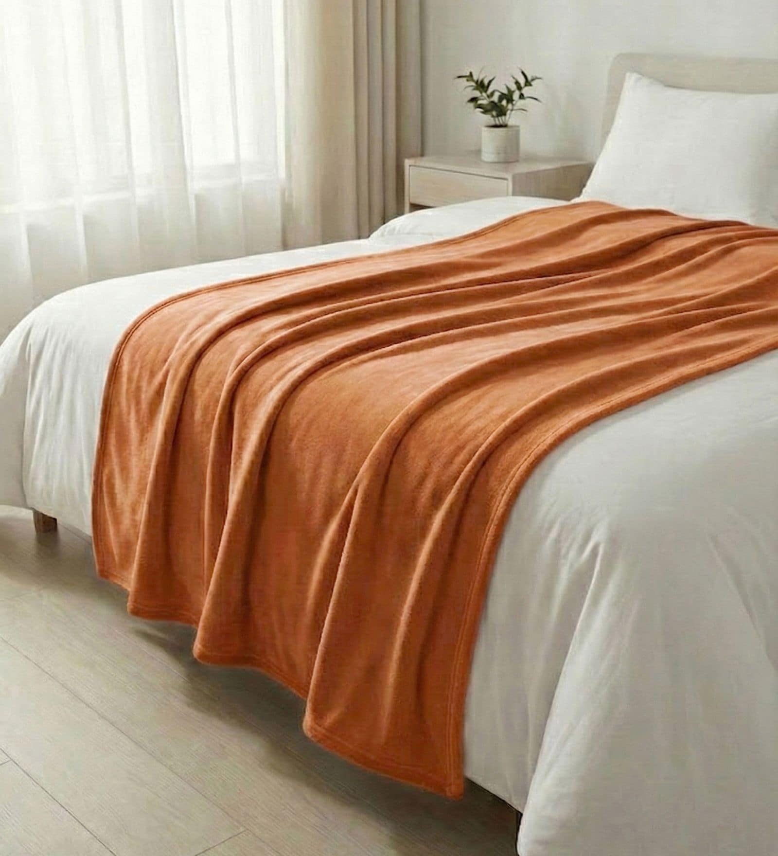 Orange Cloudy Mink Silky-Soft All Season Double Blanket