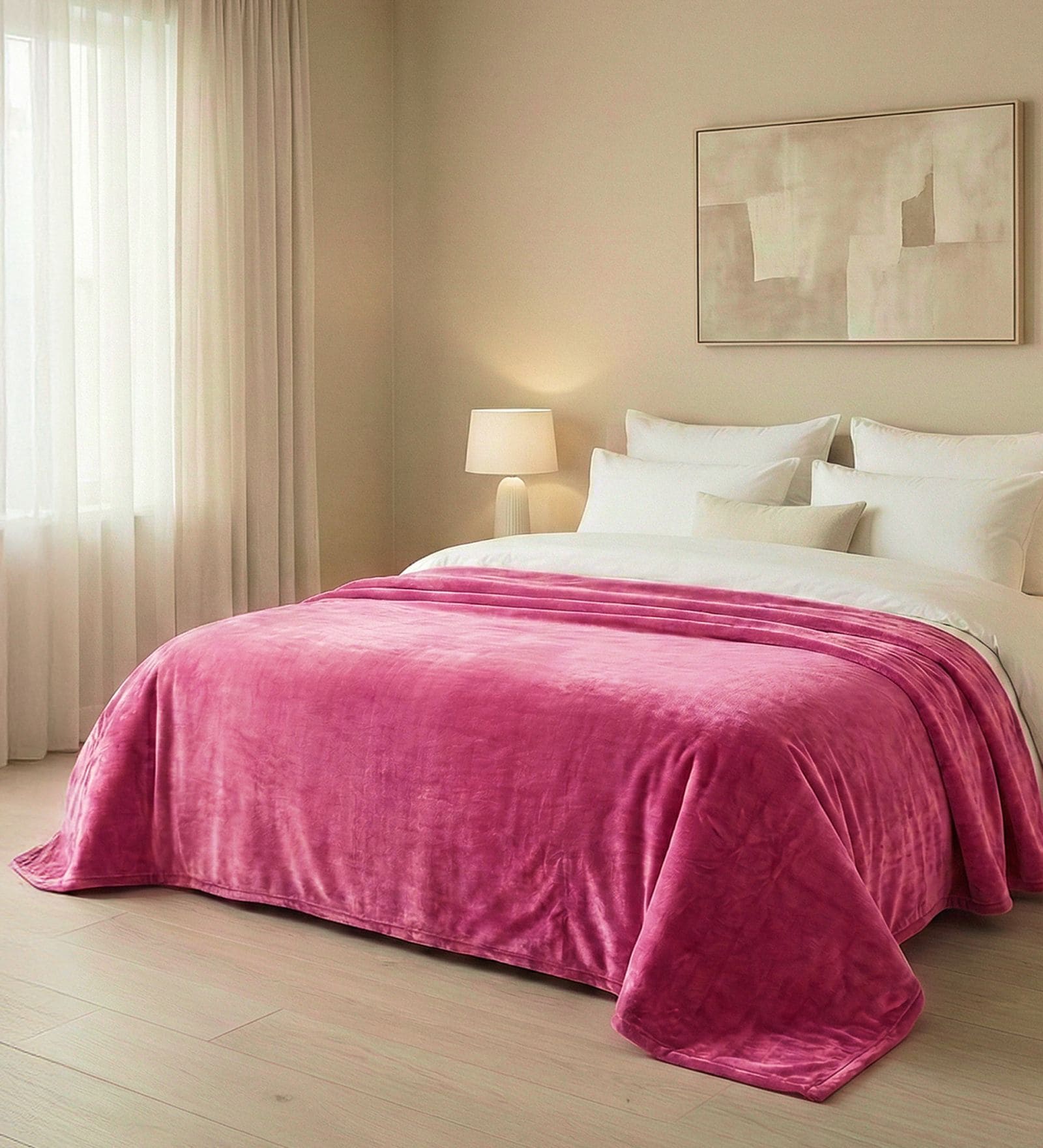 Pink Cloudy Mink Silky-Soft All Season Single Blanket
