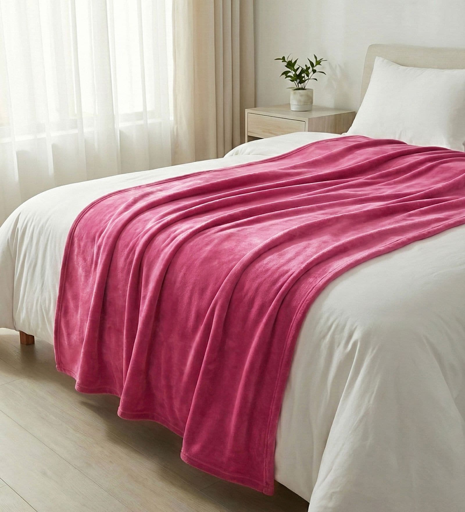 Pink Light Weight Cloudy Mink Silky Quilt