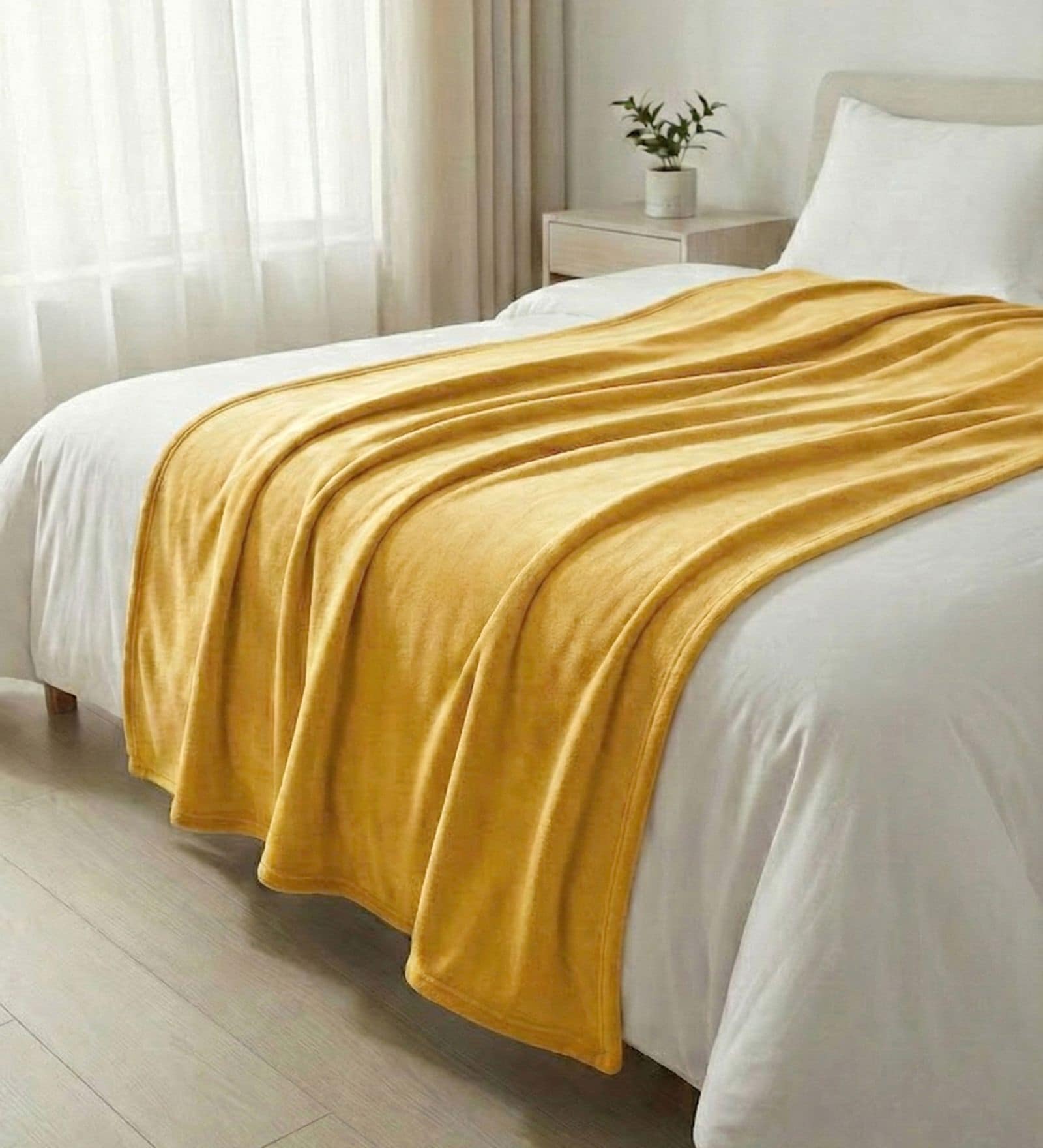 Yellow Cloudy Mink Silky-Soft All Season Double Blanket