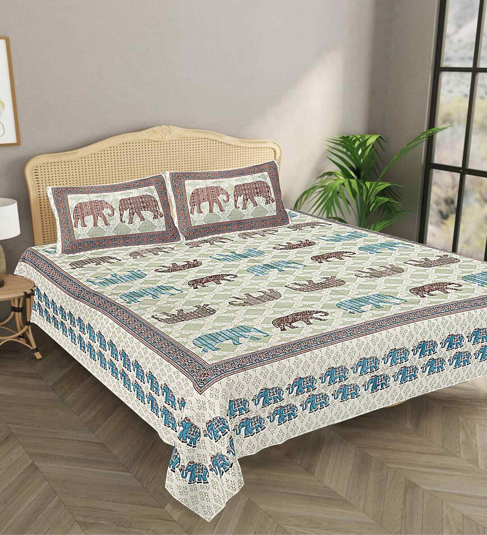 Blue and Black Abstract 180 TC Cotton King Sized Bedsheet with 2 Pillow Covers Blue and Black Abstract 180 TC Cotton King Sized Bedsheet with 2 Pillow Covers