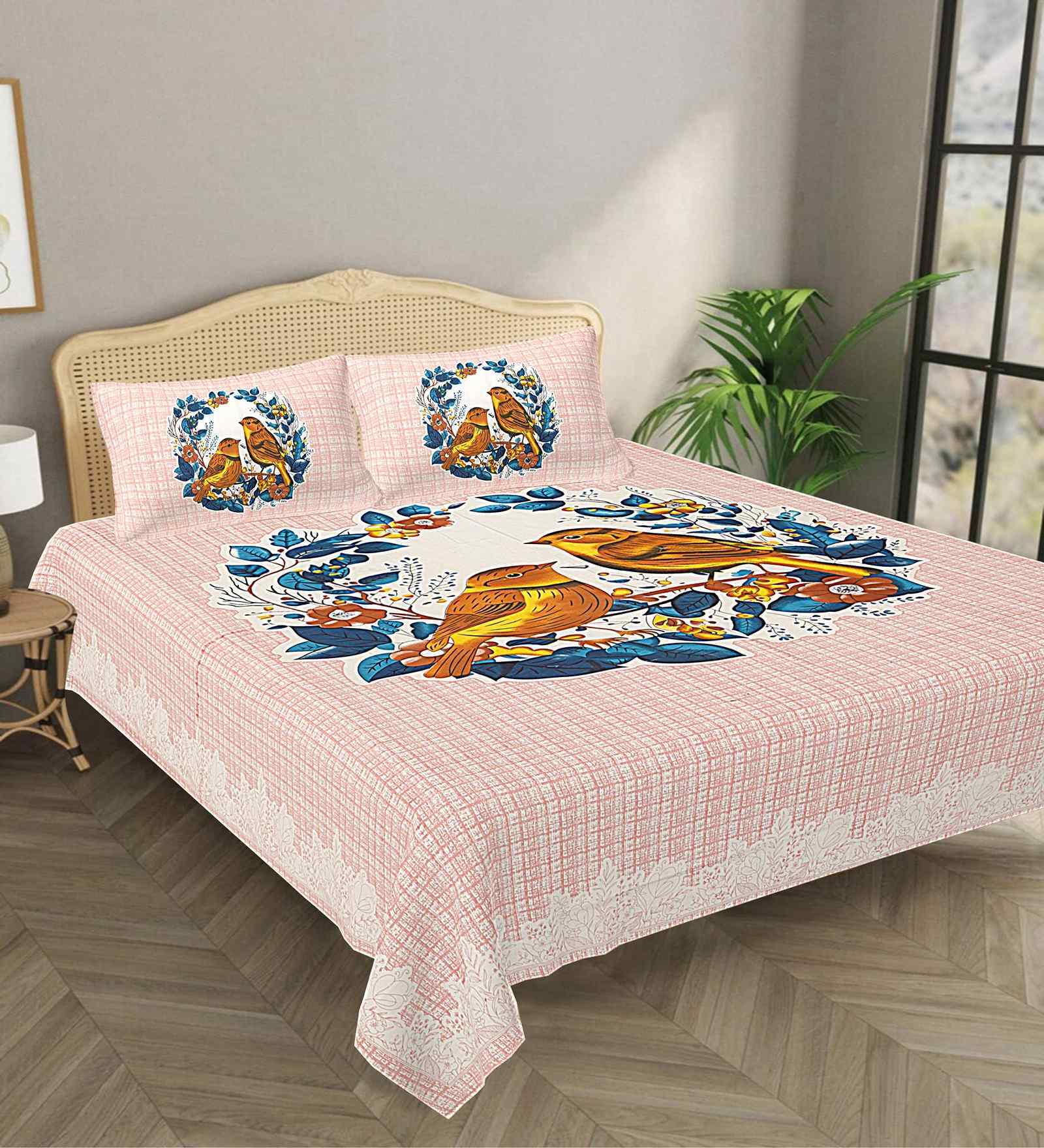 Pink Abstract 180 TC Cotton King Sized Bedsheet with 2 Pillow Covers Pink Abstract 180 TC Cotton King Sized Bedsheet with 2 Pillow Covers
