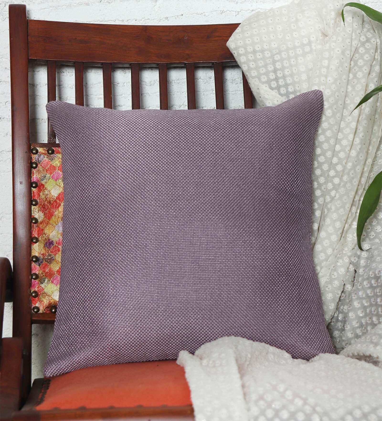 Lilac Cotton Blend Solid 16x16 inches Cushion Covers (1pc)