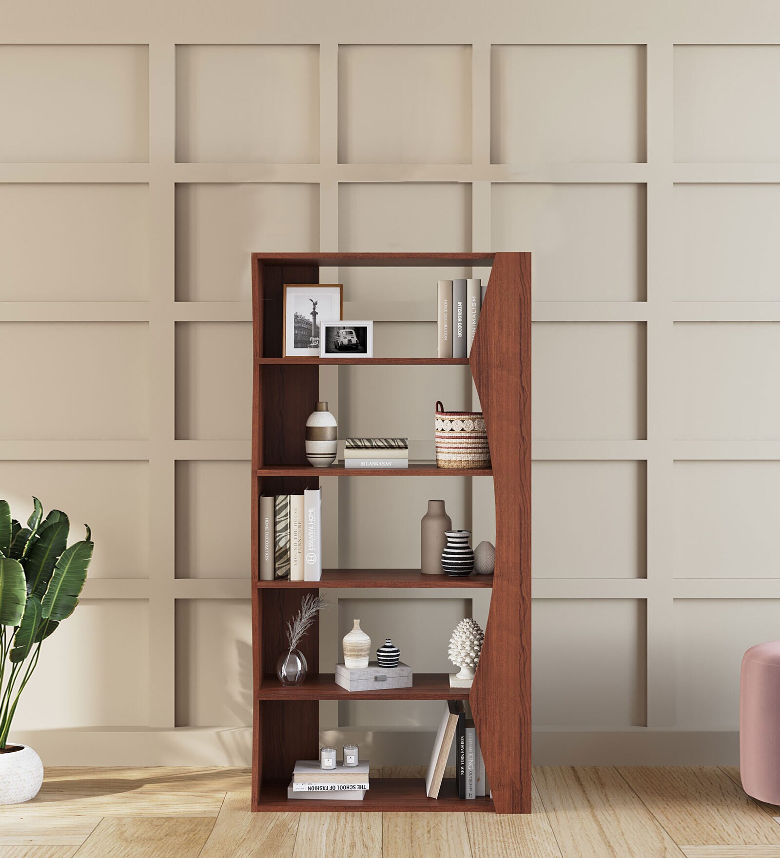 Lilac Bookshelf In Walnut Colour