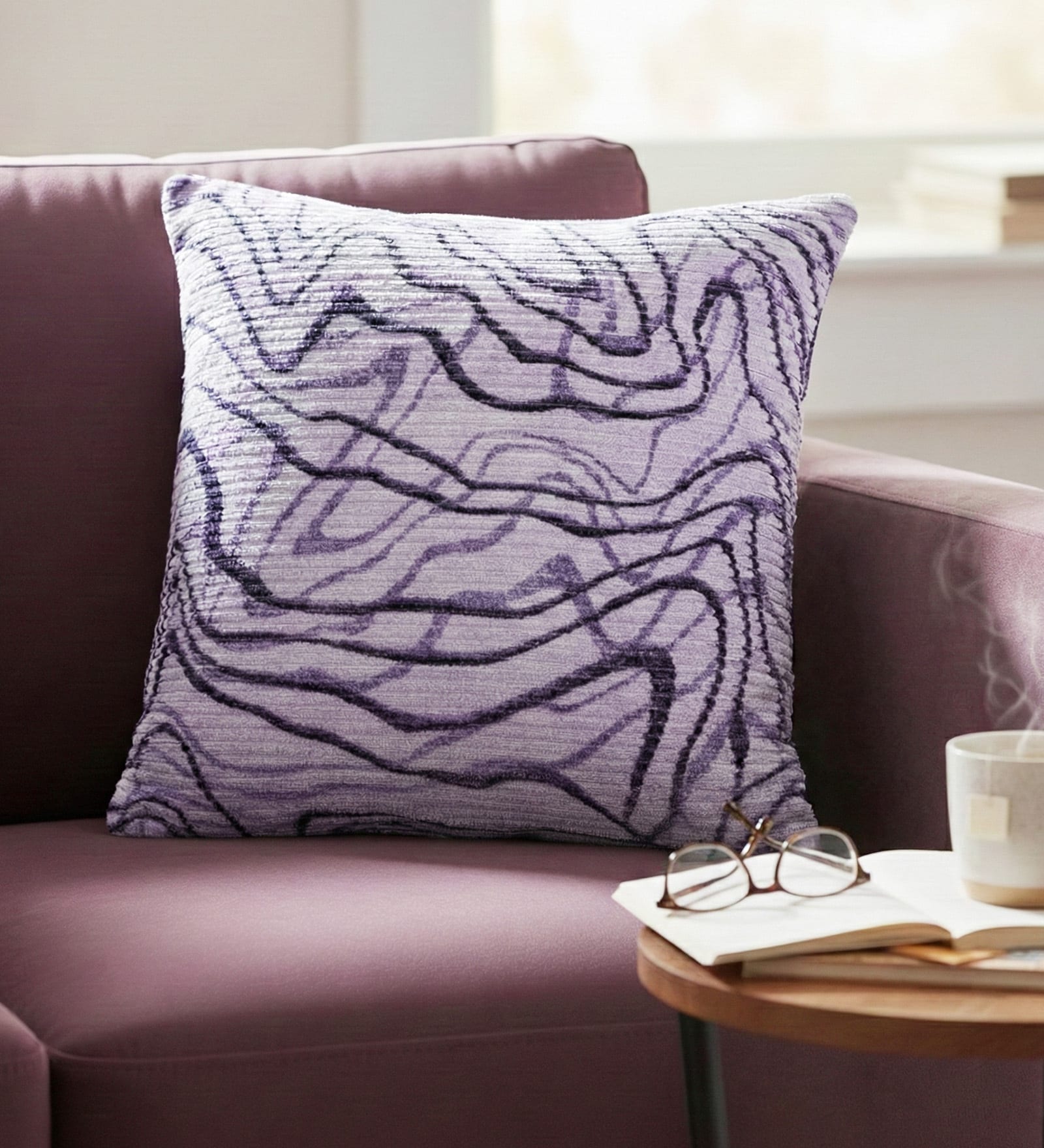 Lilac Polyester Abstract 16x16 inches Cushion Cover