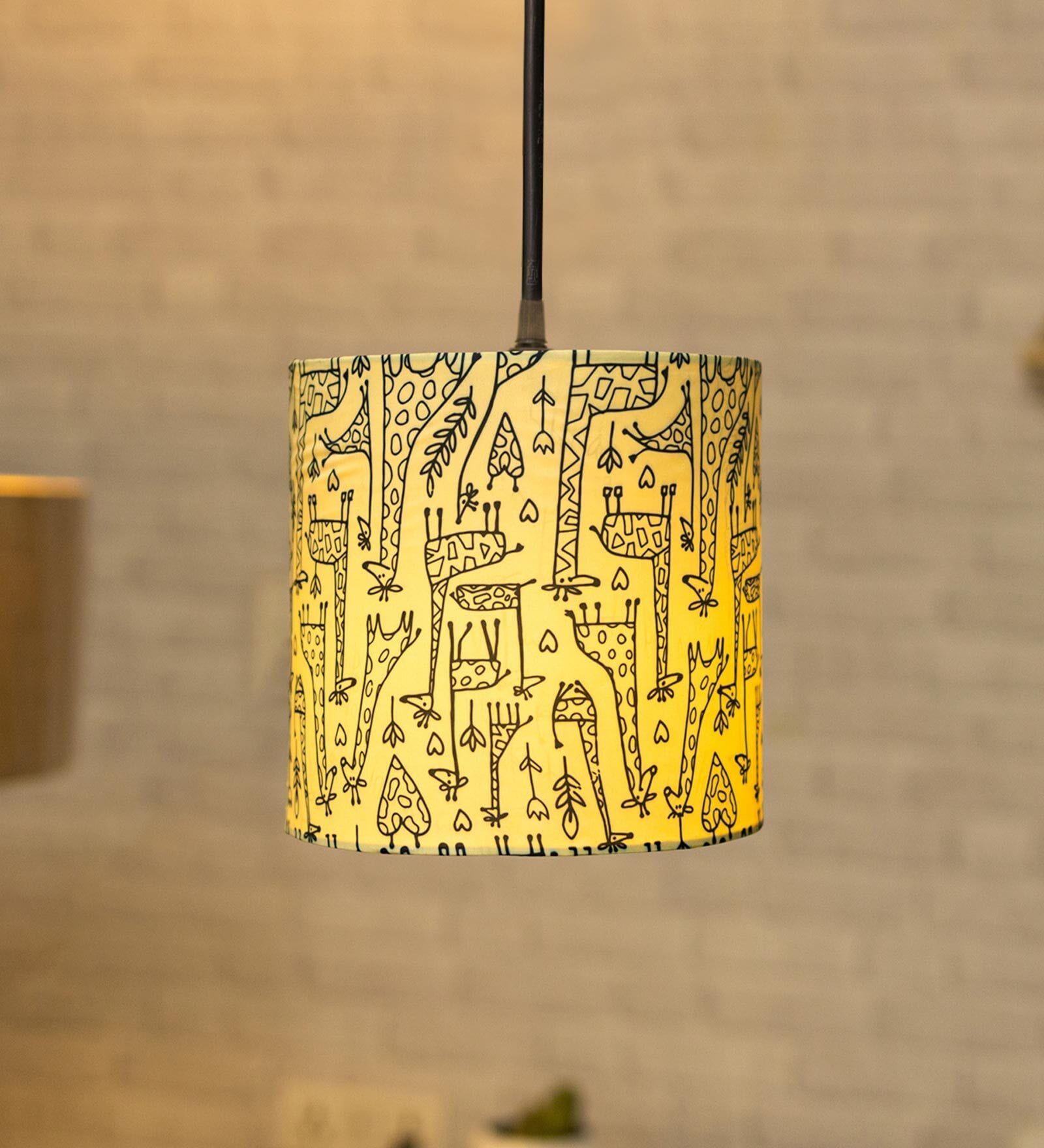 Lilac Yellow Fabric Hanging Light