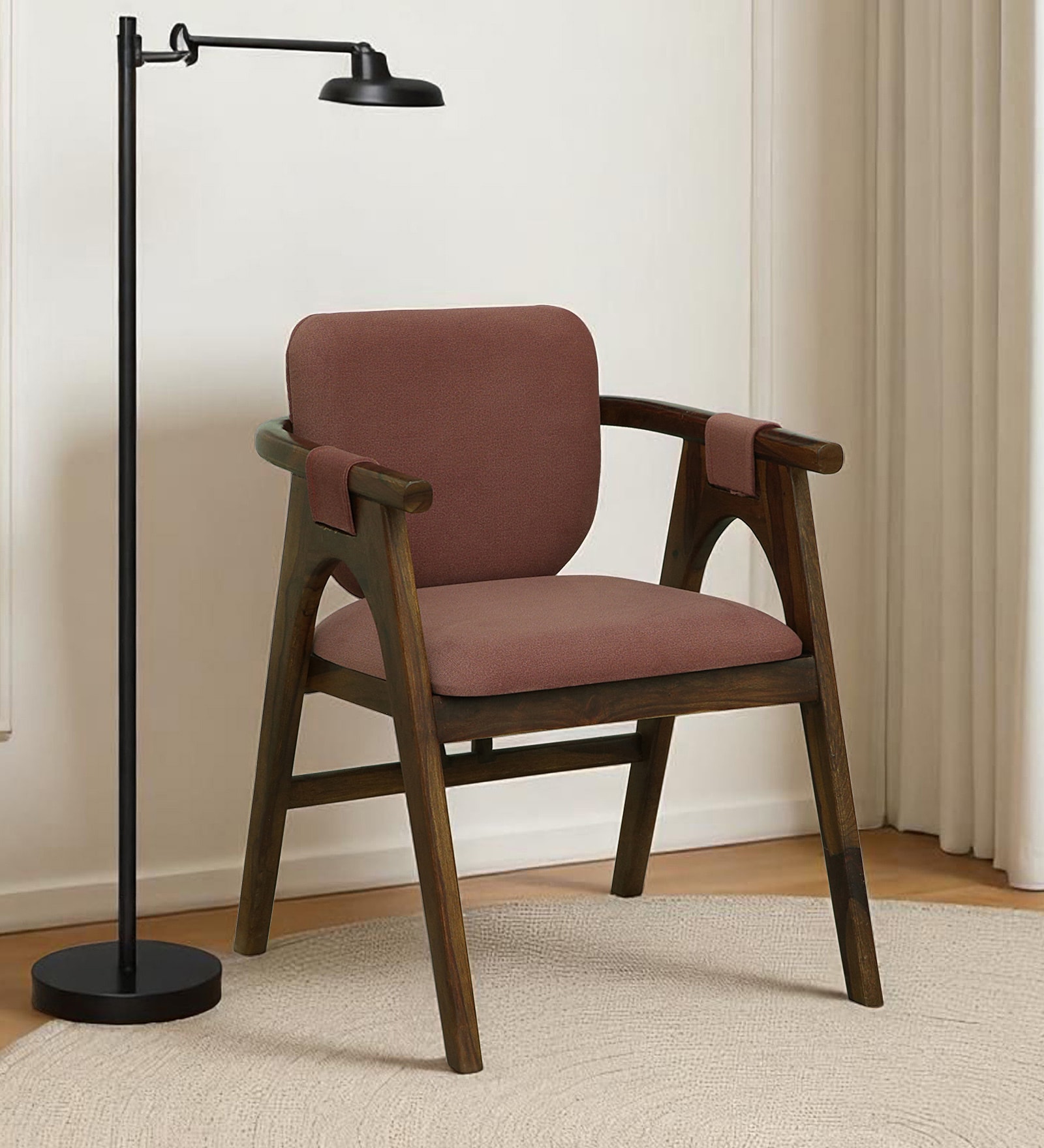 Lille Sheesham Wood Arm chair In Scratch Resistant Provincial Teak Finish