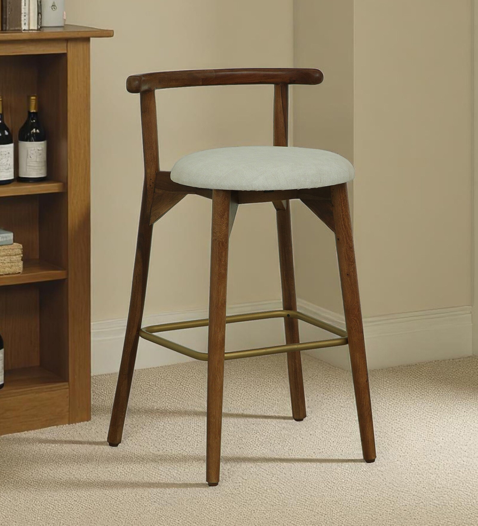 Lille Sheesham wood bar chair In Scratch Resistant Provincial Teak Finish