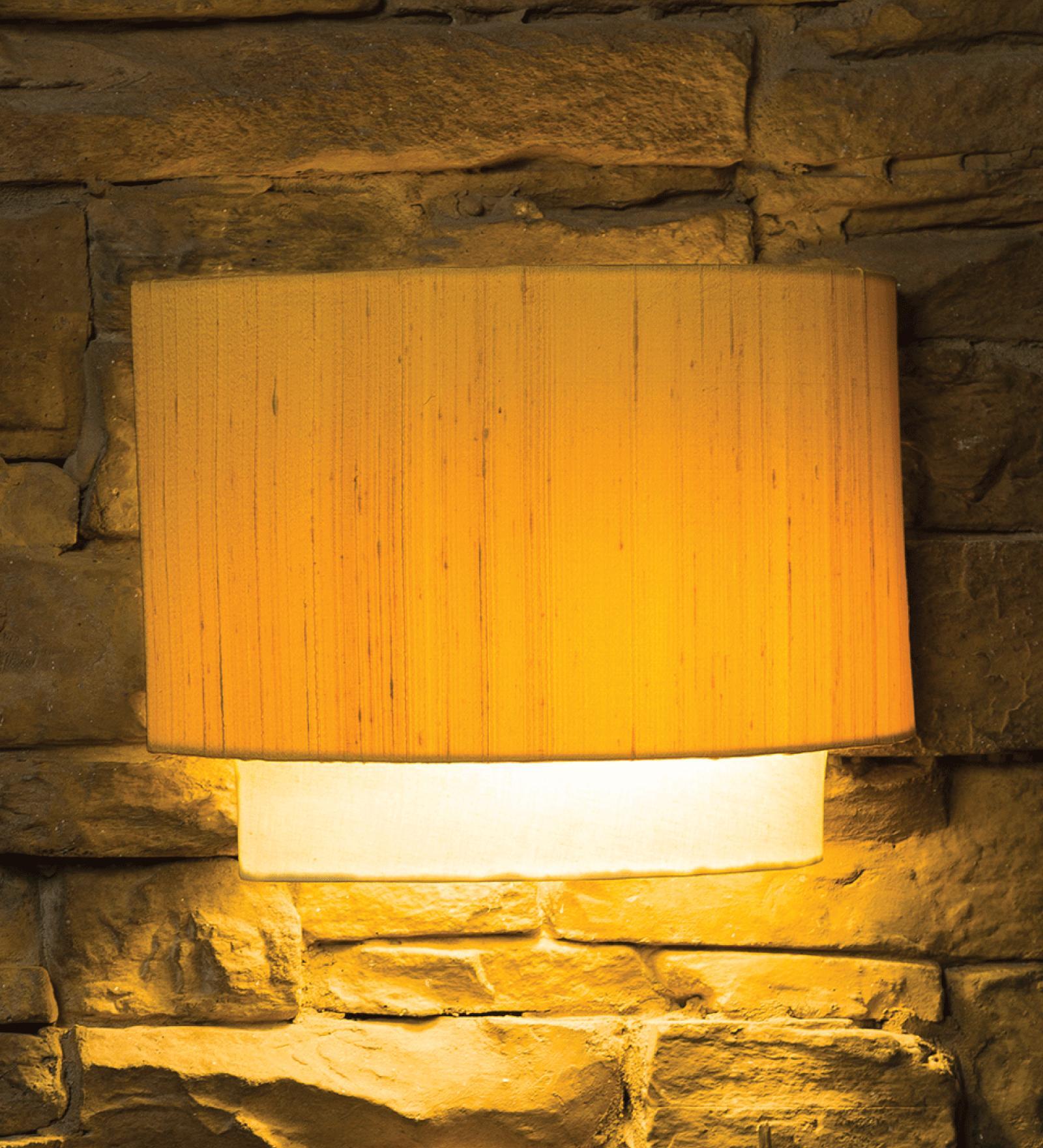 Lily Off White & Yellow Poplin Fabric & Raw Silk  Wall Flush Mount Light