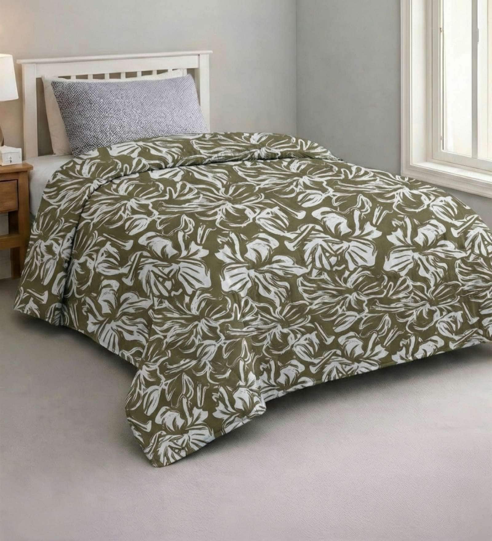 Lime Green Ultrasonic Premium 120 GSM Reversible Ac Single Bed Comforter