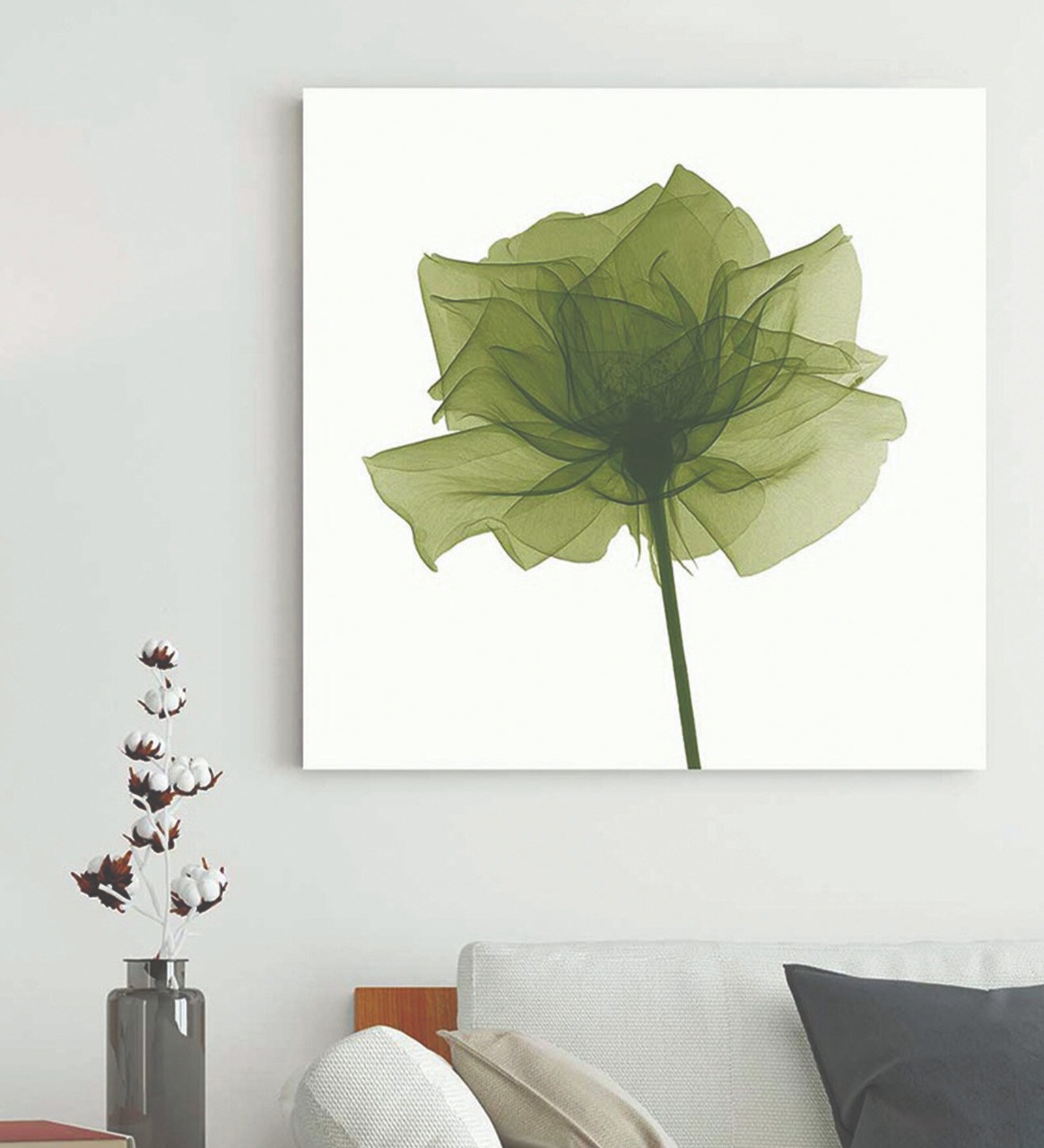 Lime Green Wall Painting, Gallery Wrapped Floral Canvas Print Green Paintings on Canvas Wall Art Ready to Hang for Living Room Home Decorations