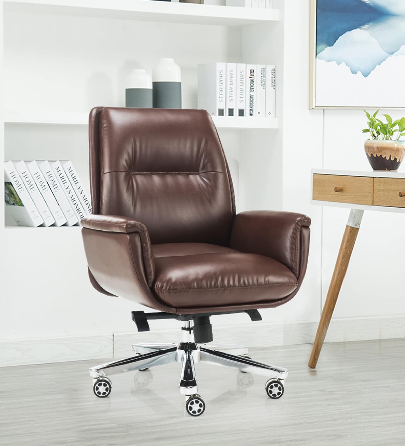 Buy Lincoln Leatherette Executive Chair in Brown Colour at 100% OFF by ...