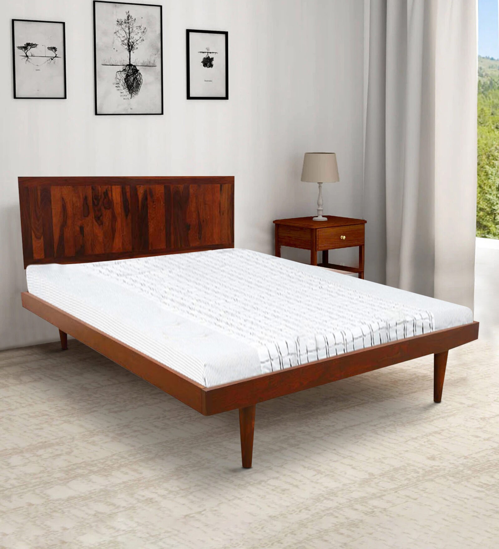 Line Queen Size Bed In Honey Finish Line Queen Size Bed In Honey Finish