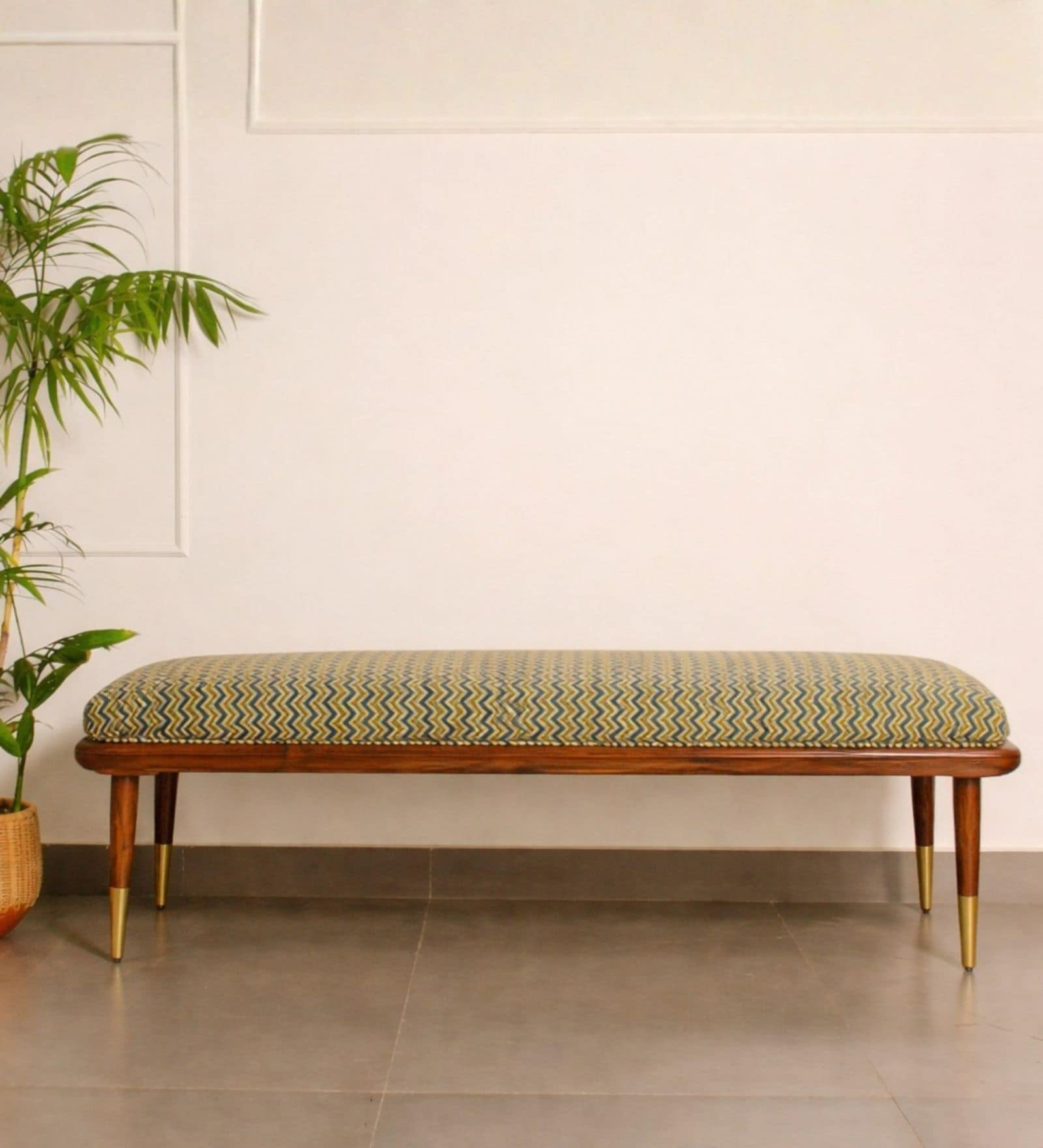 Linea Fabric Bench In Printed Finish Linea Fabric Bench In Printed Finish