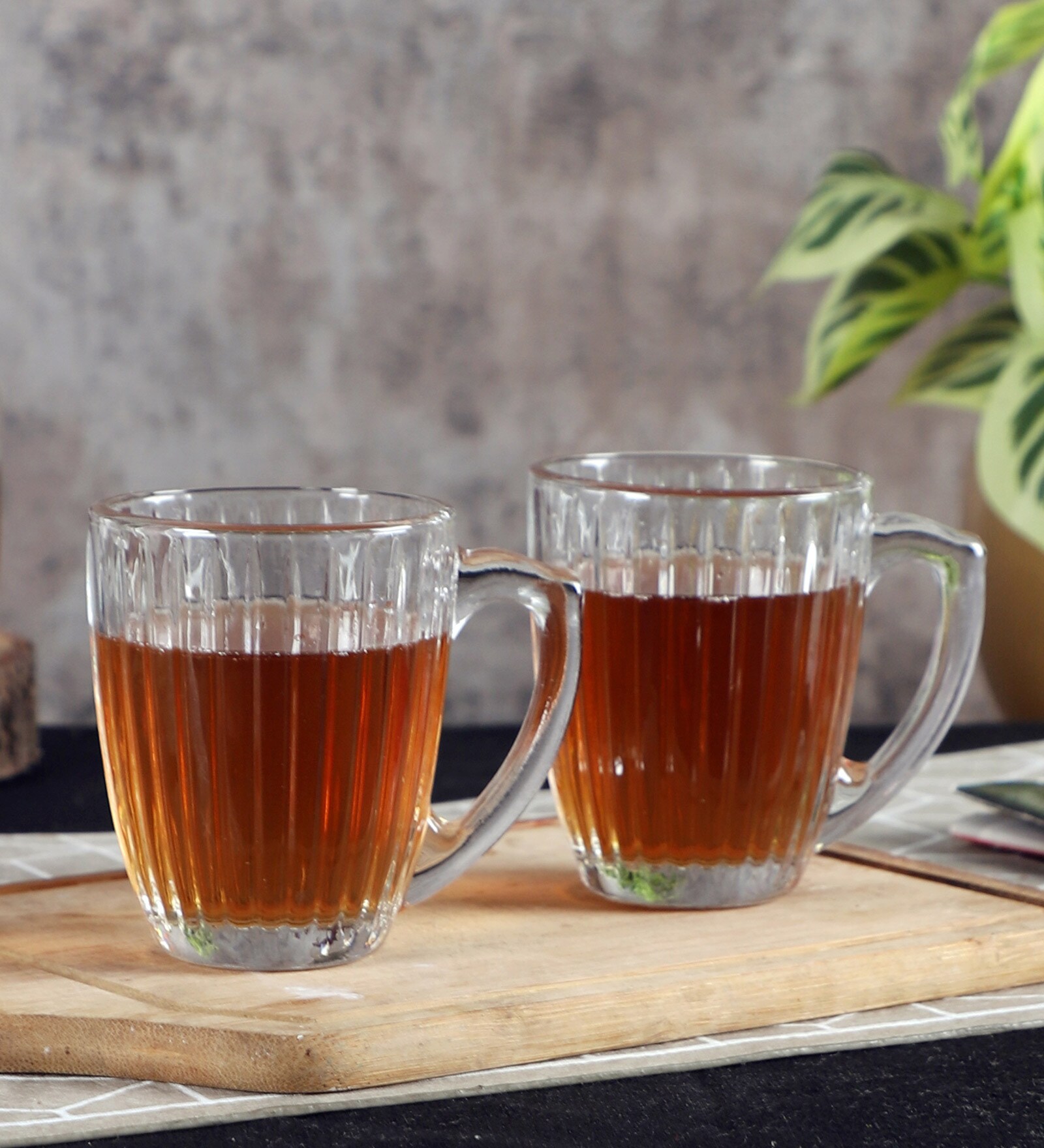 Linear 248ml Transparent Ceramic (Set of 6) Coffee Mug