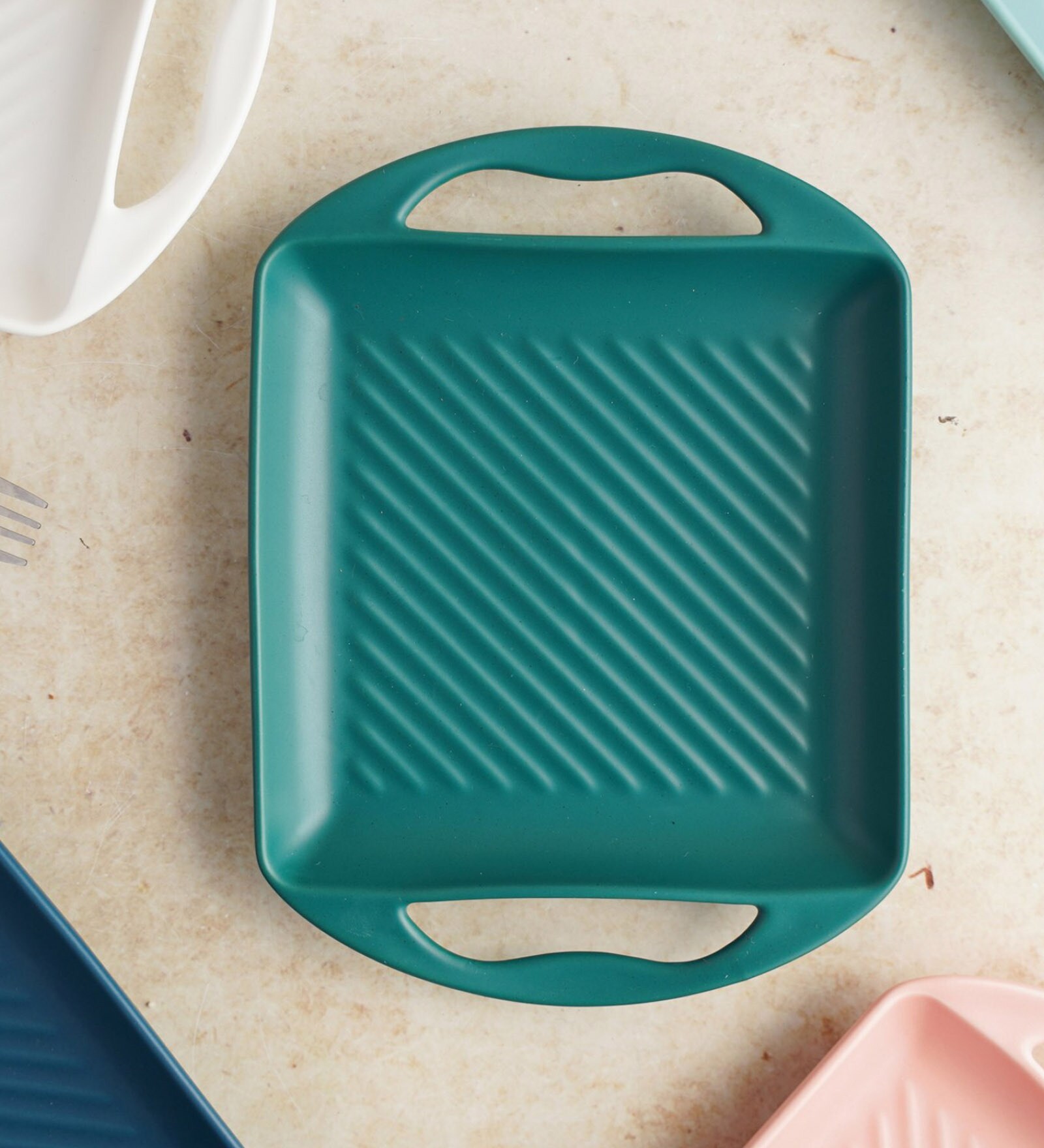 Liner Square Green Ceramic Baking Tray