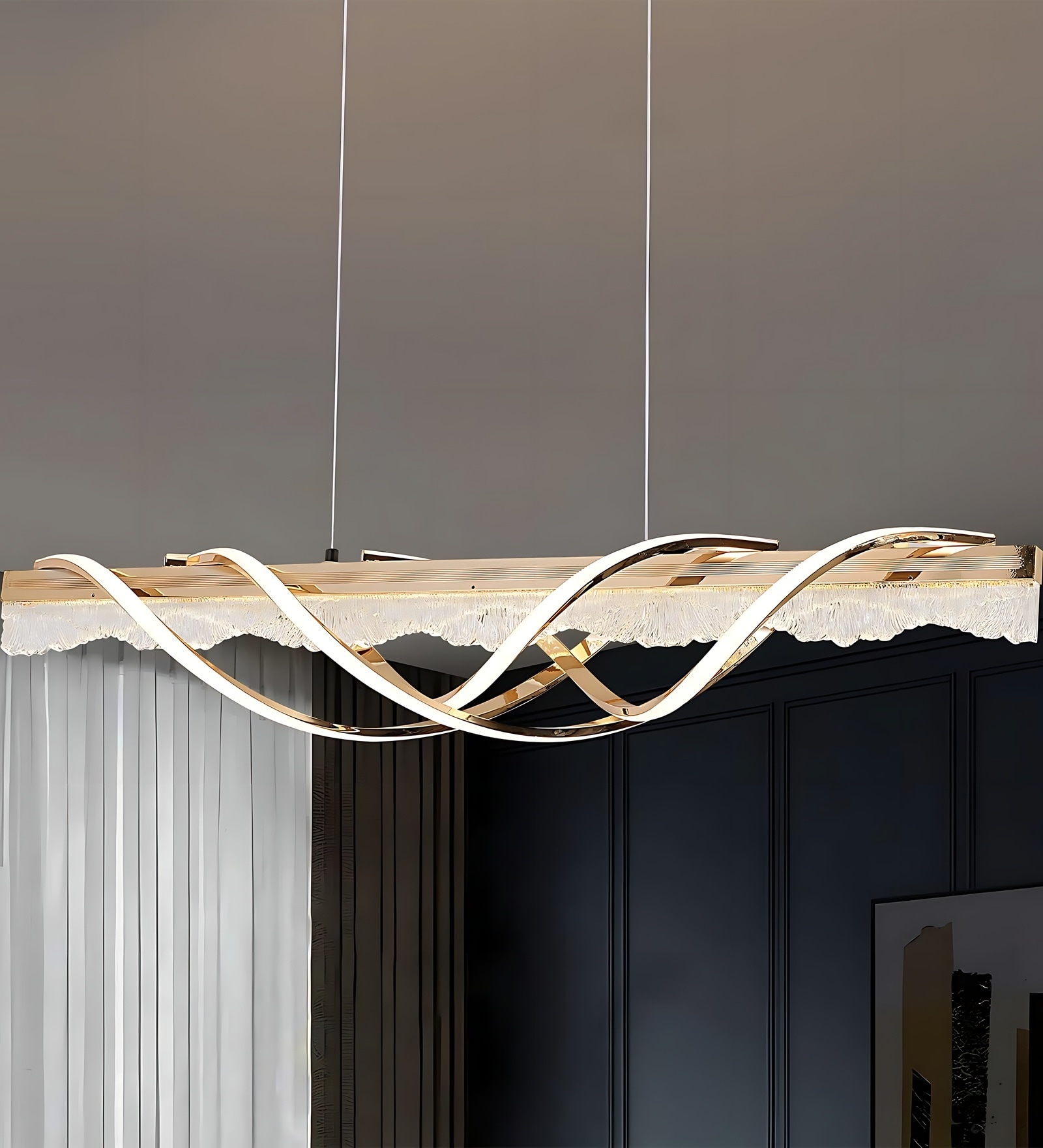 Lintik Modern Chandelier |Height Adjustable | 3 Light Mode | Modern LED Ceiling Chandelier for Living Room, Dining, Bedroom, Hall, Kitchen, Office,Luxury Decorative Lighting