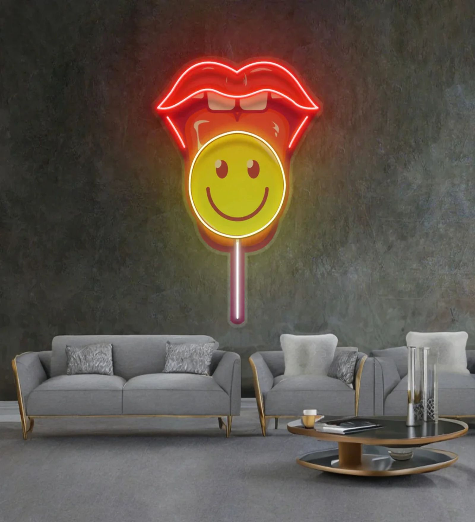 Lip Lolipop Sign Pop Art Led Neon Light