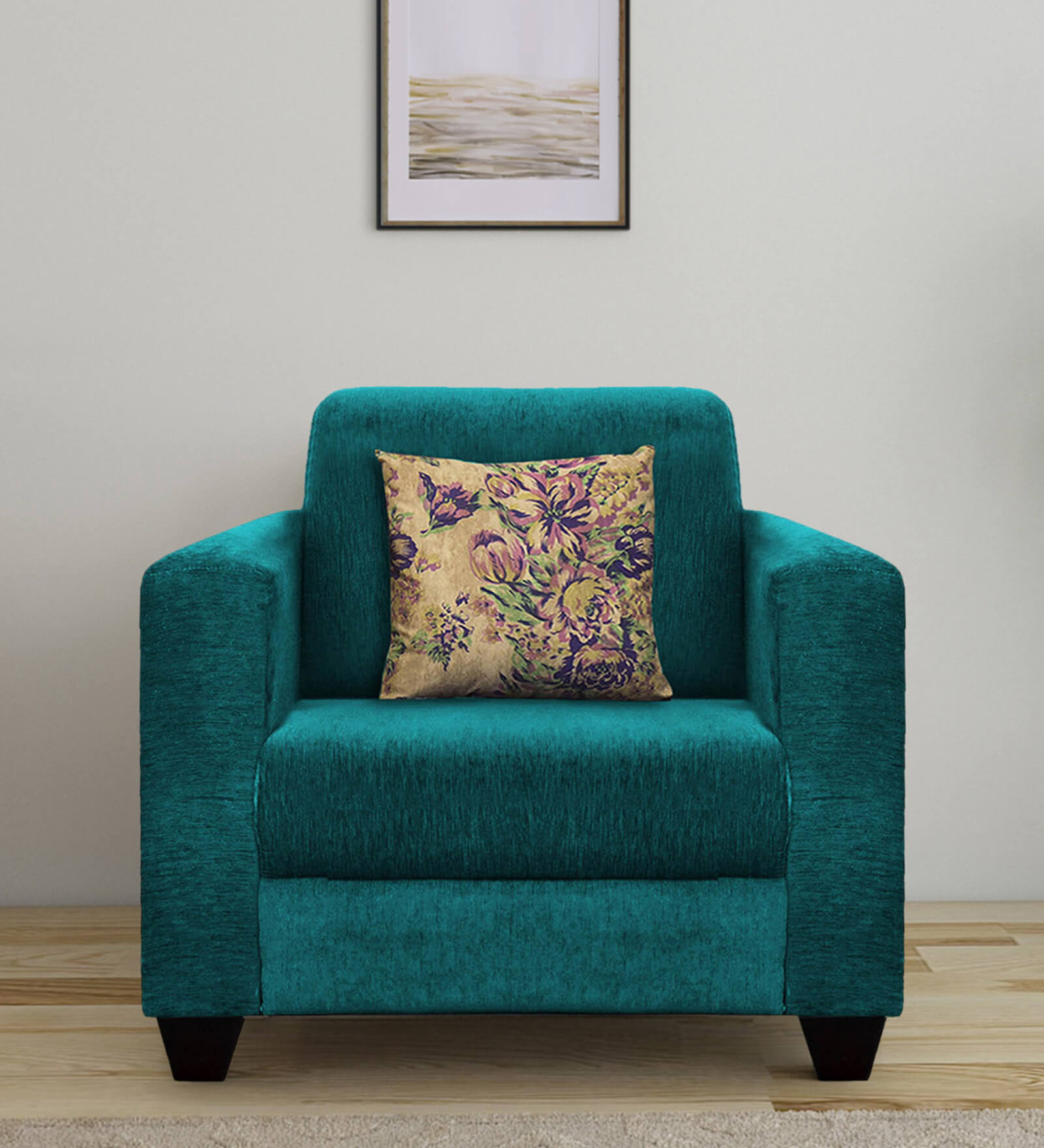 Lipu Fabric 1 Seater Sofa in Sea Green Colour