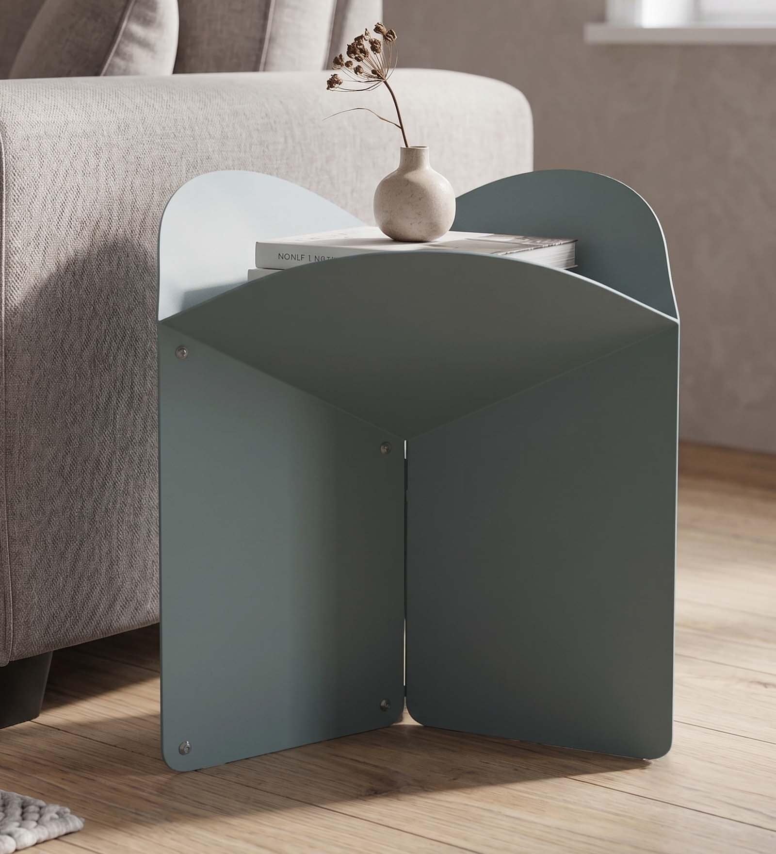 Lira Green Colour Side Table In Matte Finish Lira Green Colour Side Table In Matte Finish