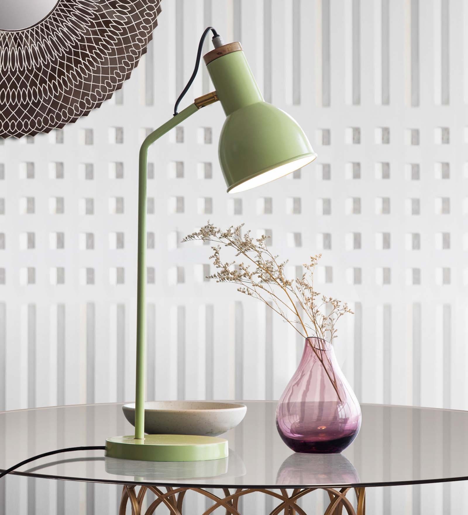 Lisa Green Iron Shade Study Lamp with Green Base Handcrafted