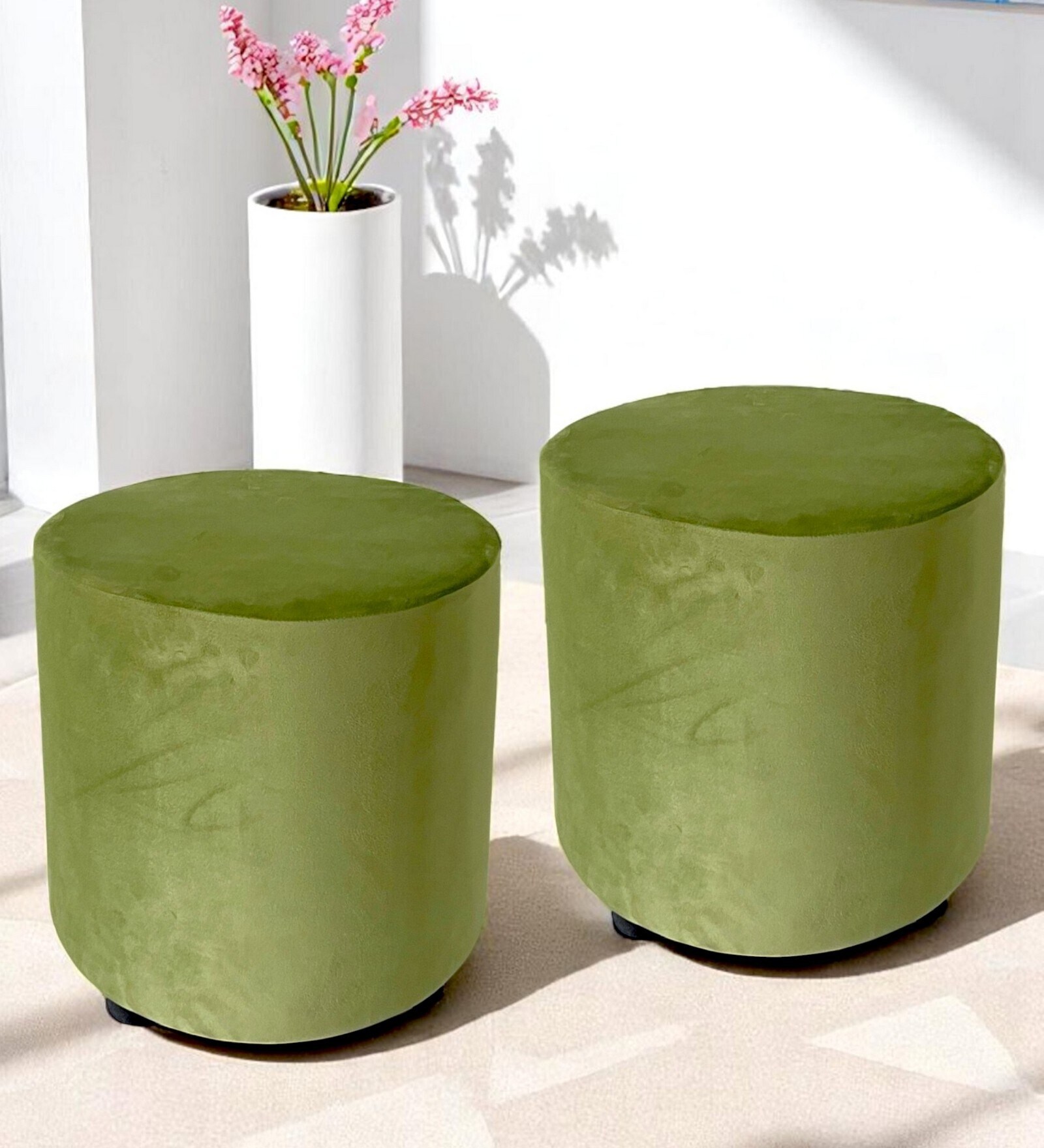 Lisbon Ottoman Set Of 2 In Pear Green Colour