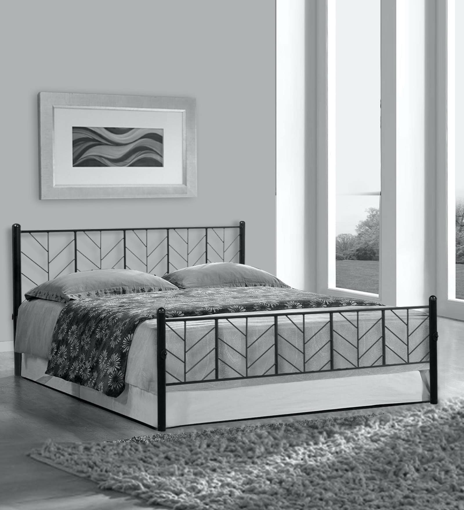 Metallika Lisbon Queen Size Bed in Black Finish
