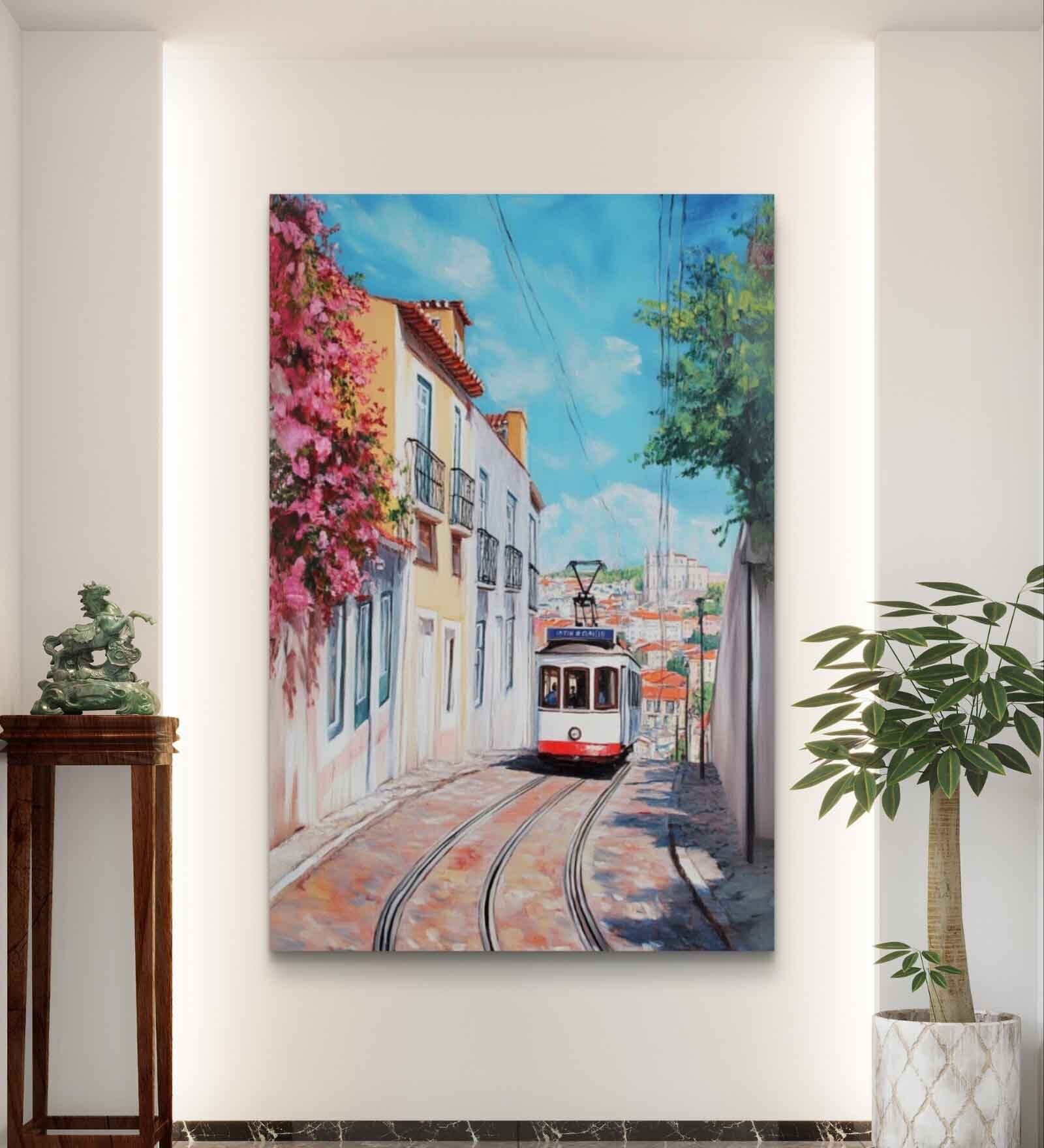 Lisbon's Electric Glide Canvas Painting