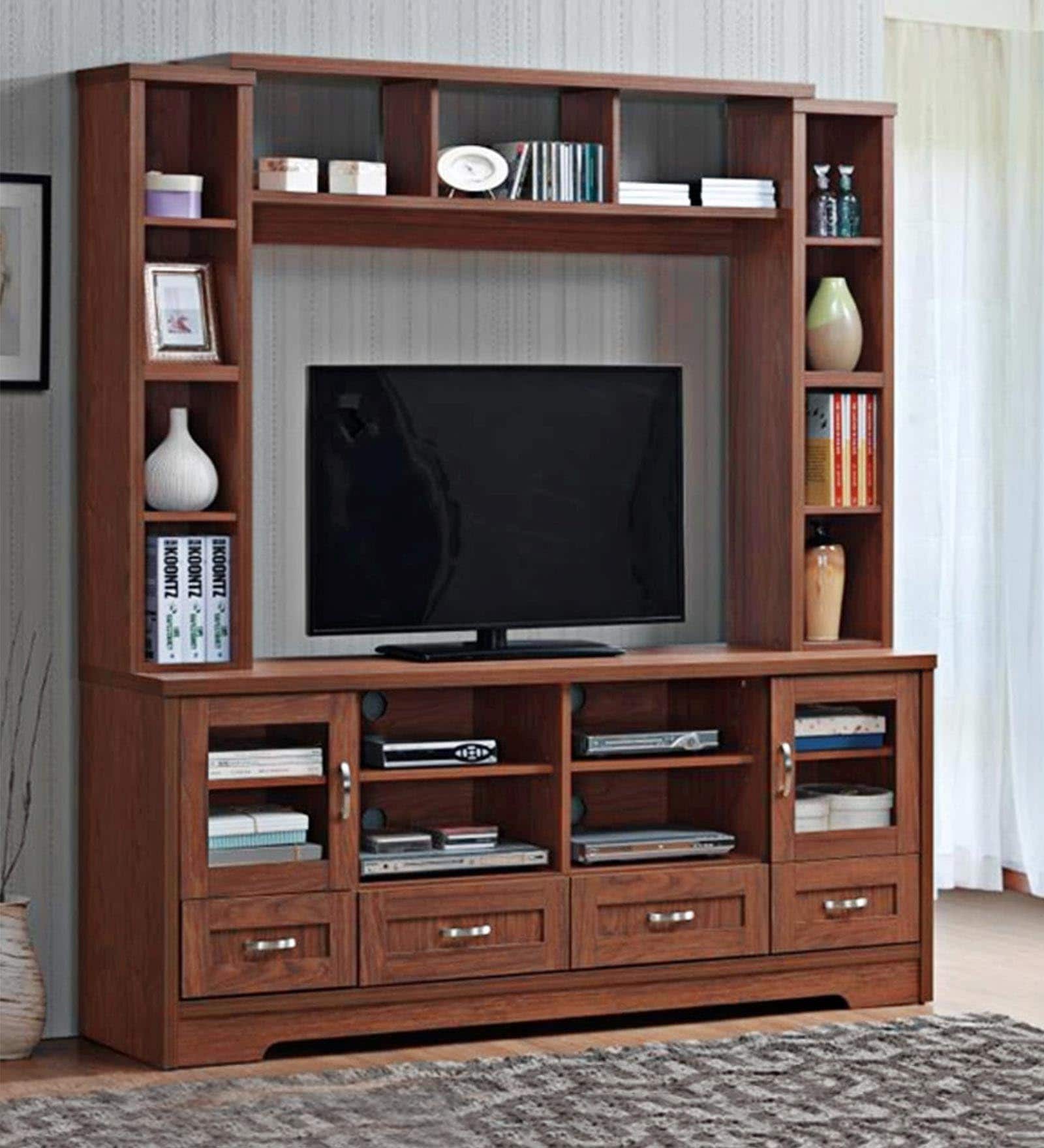 Buy Lisbon Wall TV Unit in Dark Brown Finish by Evok Online TV Units