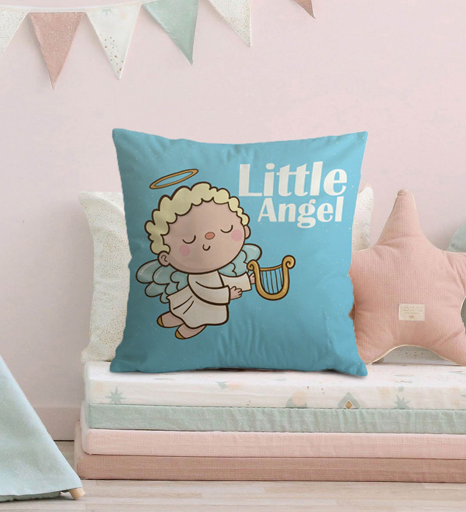 Canvas Cushion with Little Angle Print