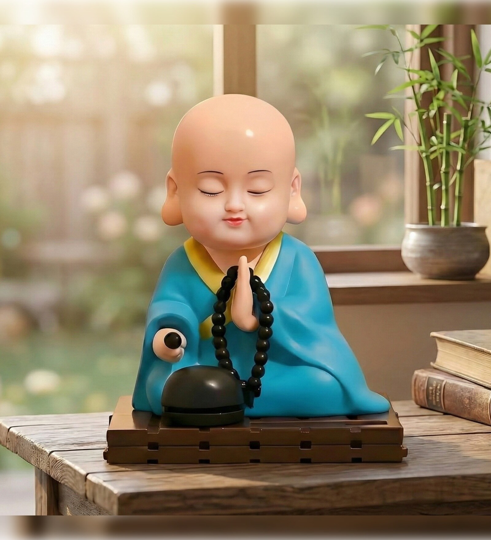 Blue Little Cute Buddha Monk  Showpiece