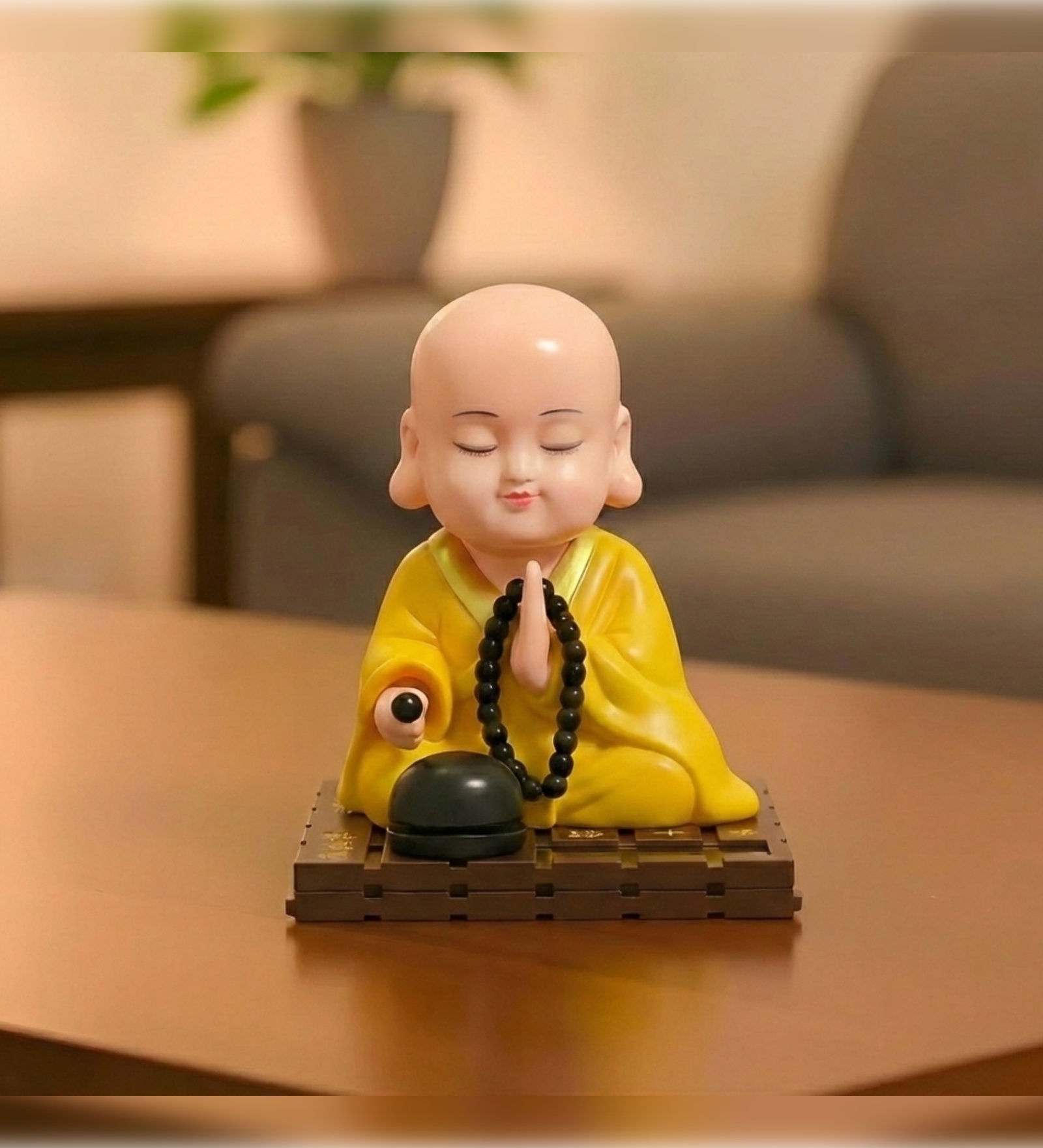Yellow Little Cute Buddha Monk Showpiece