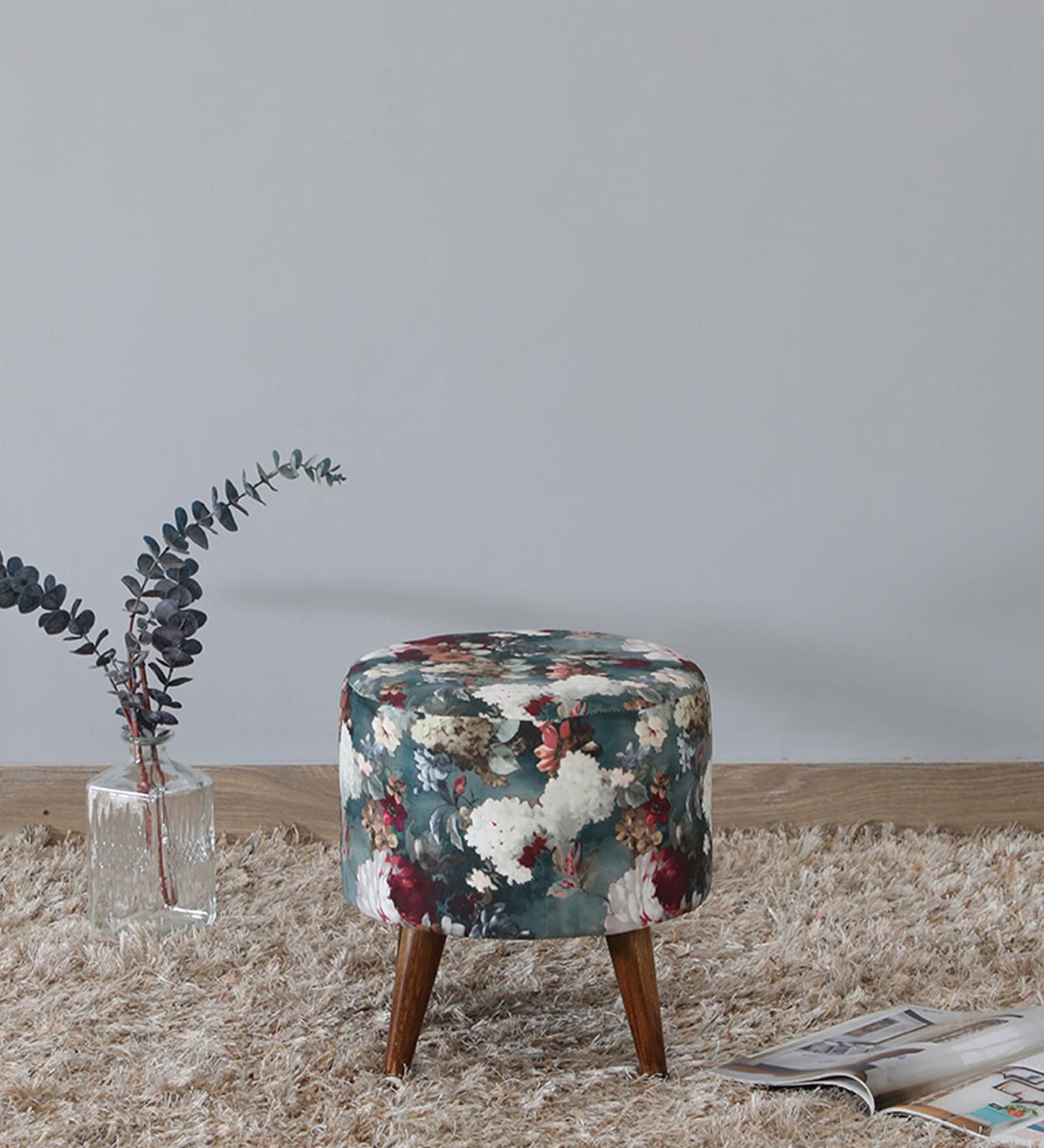 Little Fabric Foot Stool (Set of 2) In Multicolour Little Fabric Foot Stool (Set of 2) In Multicolour