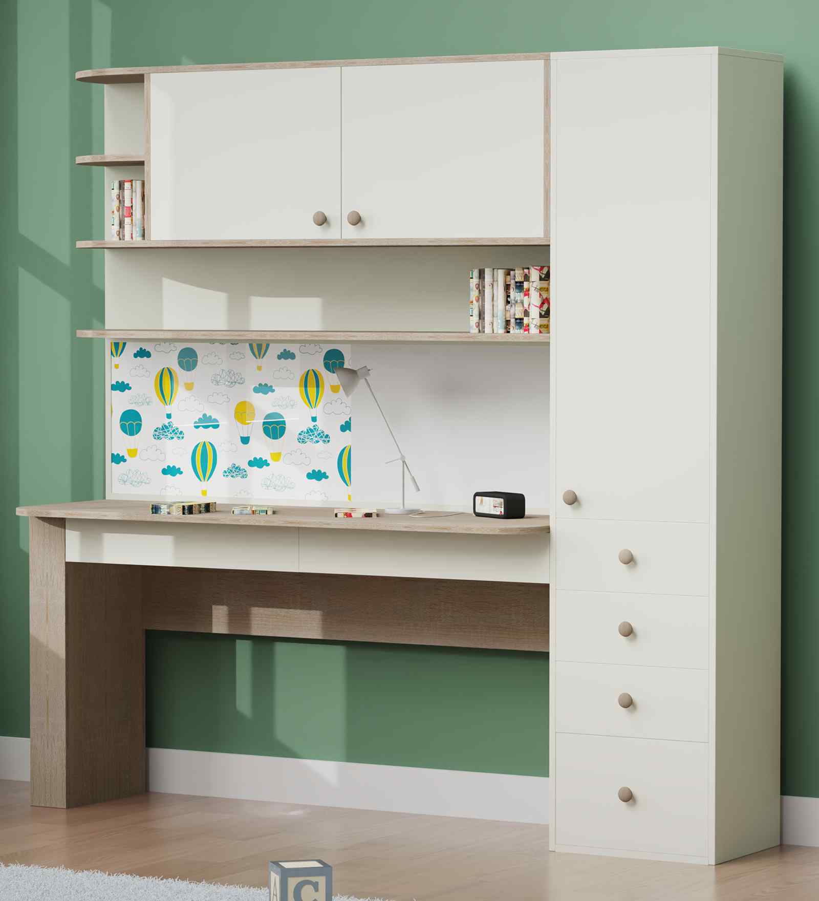 Little Legend Study Table With  Storage & Caribe Print