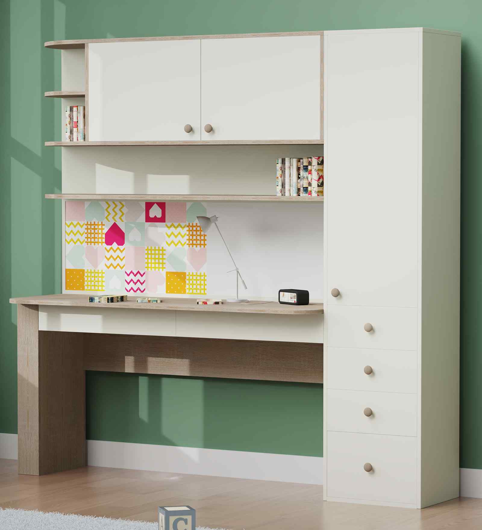 Little Legend Study Table With  Storage & Pink Print