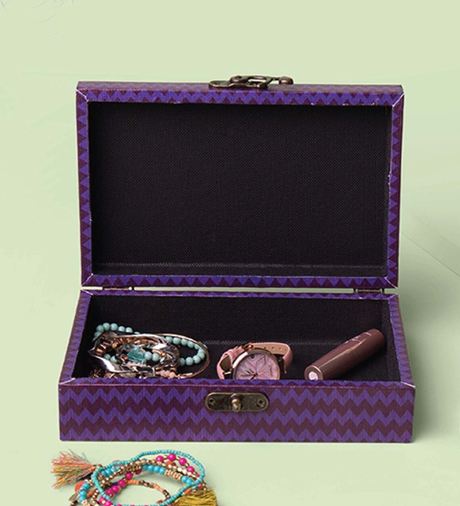 Purple Mdf Live To Travel Canvas Storage Decorative Box