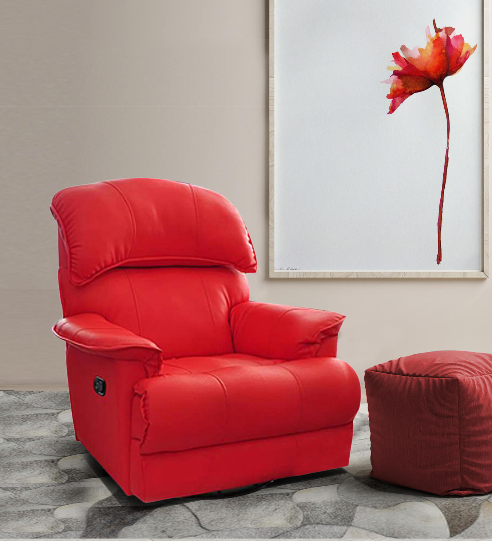 Buy Livo Manual Recliner in Red Colour by Little Nap Designs Online Manual 1 Seater Recliners